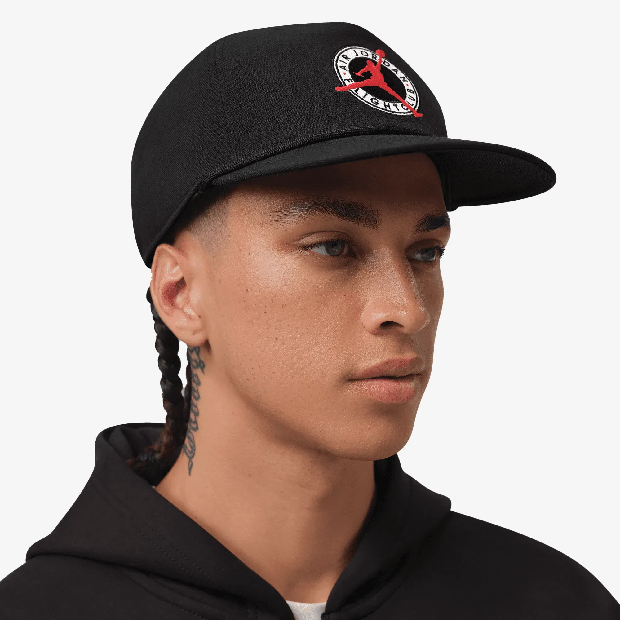 Jordan FIGHT CLUB PRO UNSTRUCTURED FLAT BILL HAT { BLACK/BLACK