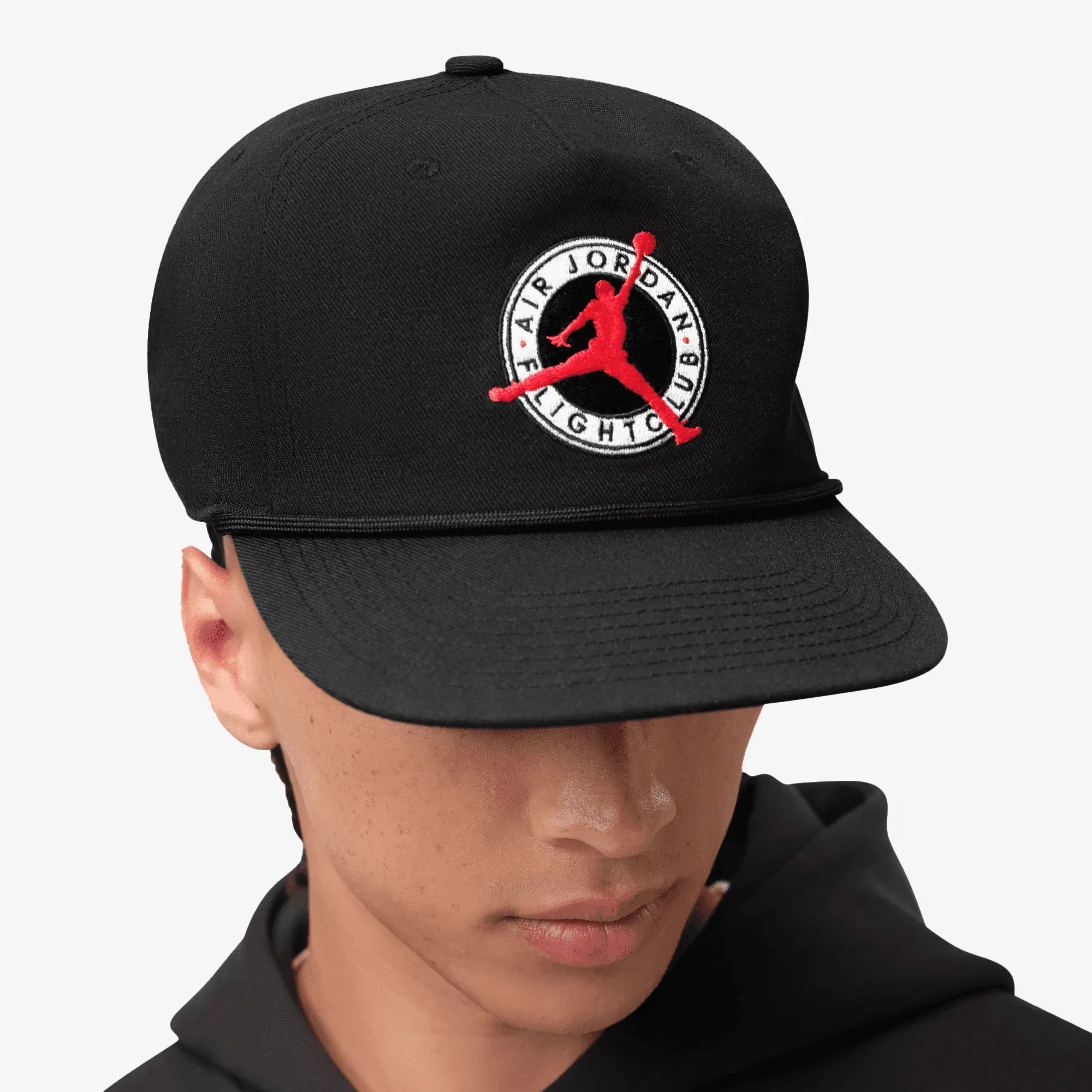Jordan FIGHT CLUB PRO UNSTRUCTURED FLAT BILL HAT { BLACK/BLACK