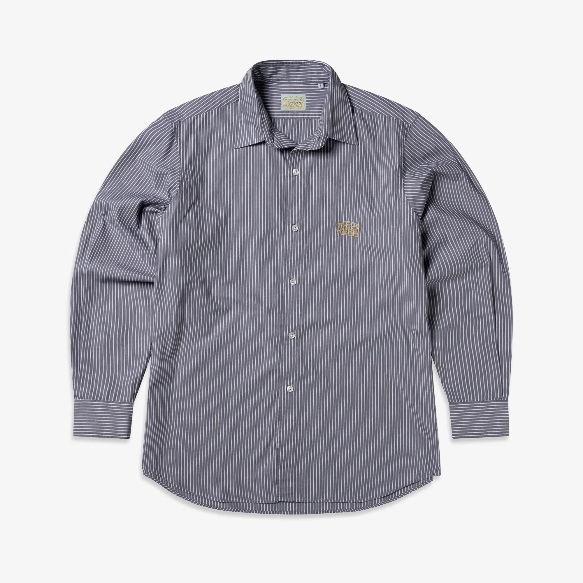 Aries STRIPE POPLIN CLASSIC SHIRT { GREY