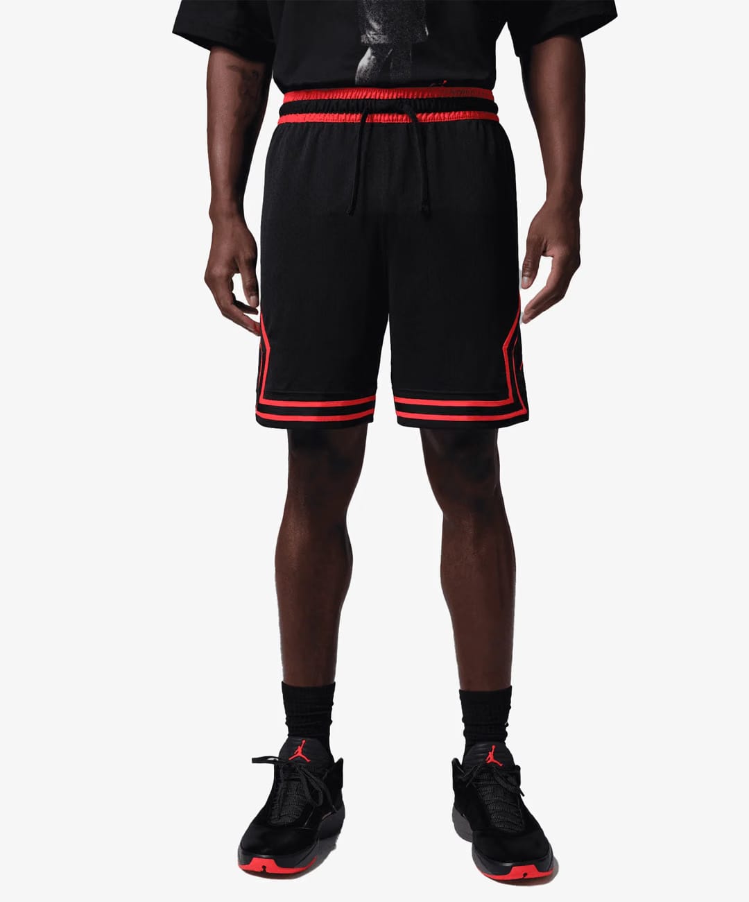 Jordan DRI-FIT MESH DIAMOND SHORTS { BLACK/INFRARED 23/INFRARED 23