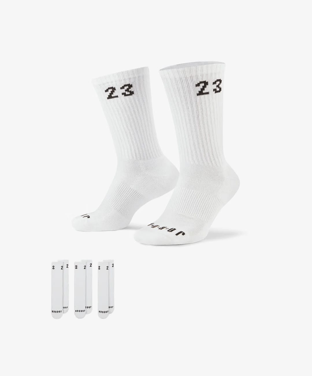 Jordan CREW SOCKS (3 PAIRS) { WHITE