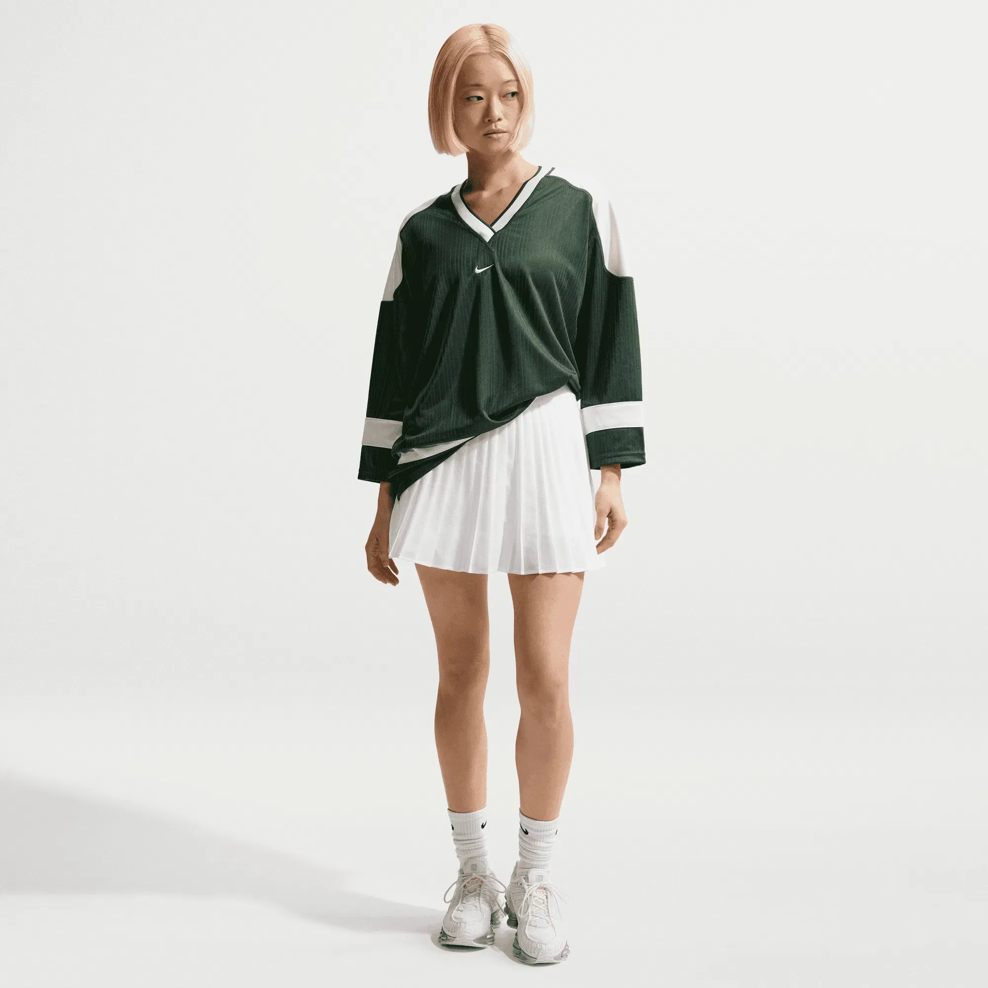 NIKE SPORTSWEAR OVERSIZED JERSEY TUNIC { FIR/CHALK/CHALK