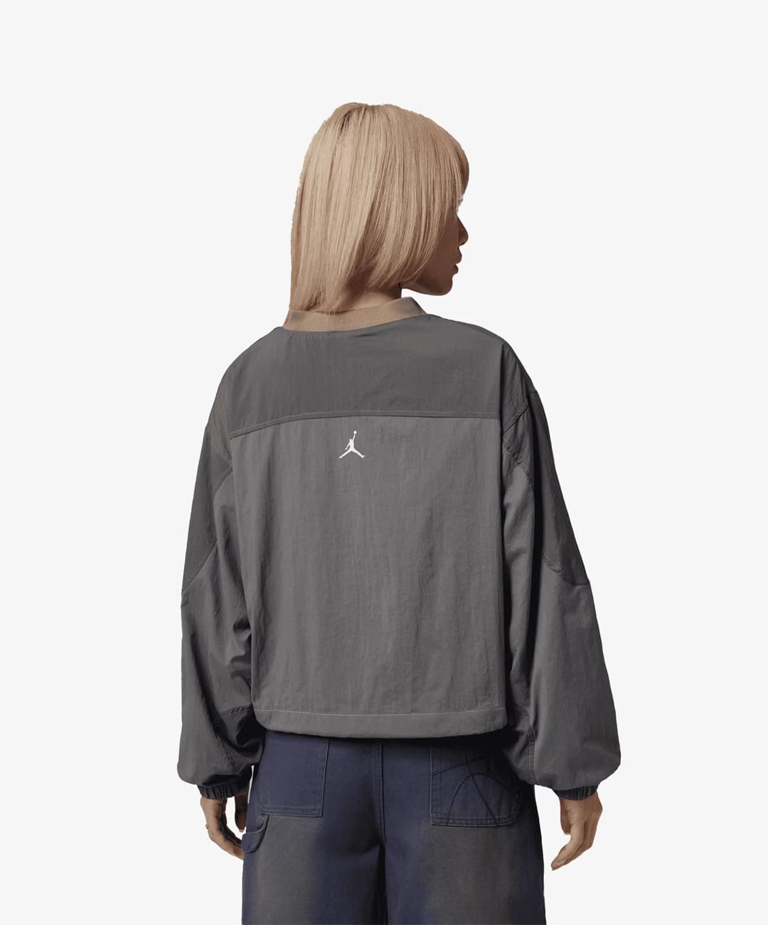 JORDAN BROOKLYN WOVEN LONG-SLEEVE GRAPHIC PULLOVER { OLIVE GREY/SAIL