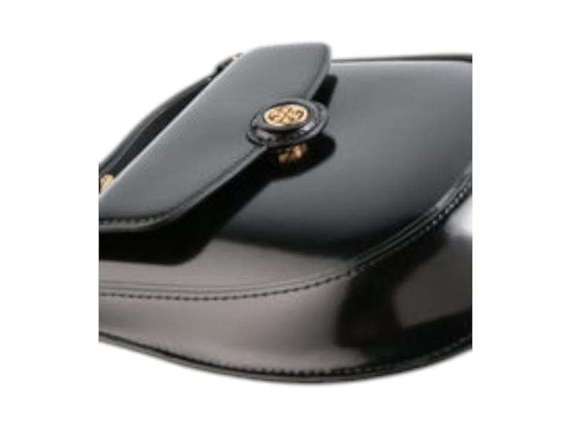 Tory Burch Robinson Spazzolato Small Flip Bag Black