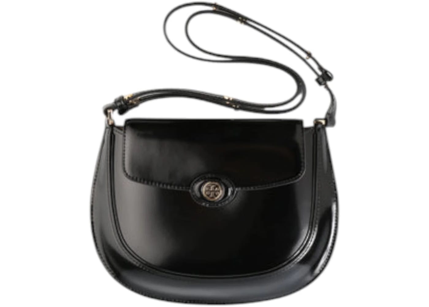 Tory Burch Robinson Spazzolato Small Flip Bag Black