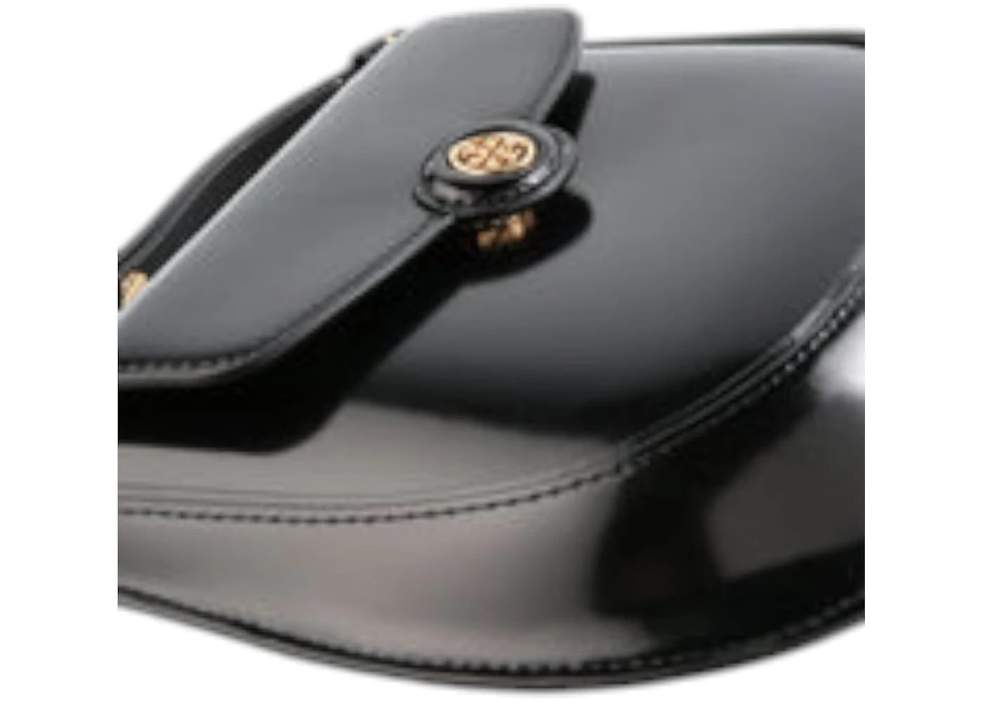 Tory Burch Robinson Spazzolato Small Flip Bag Black