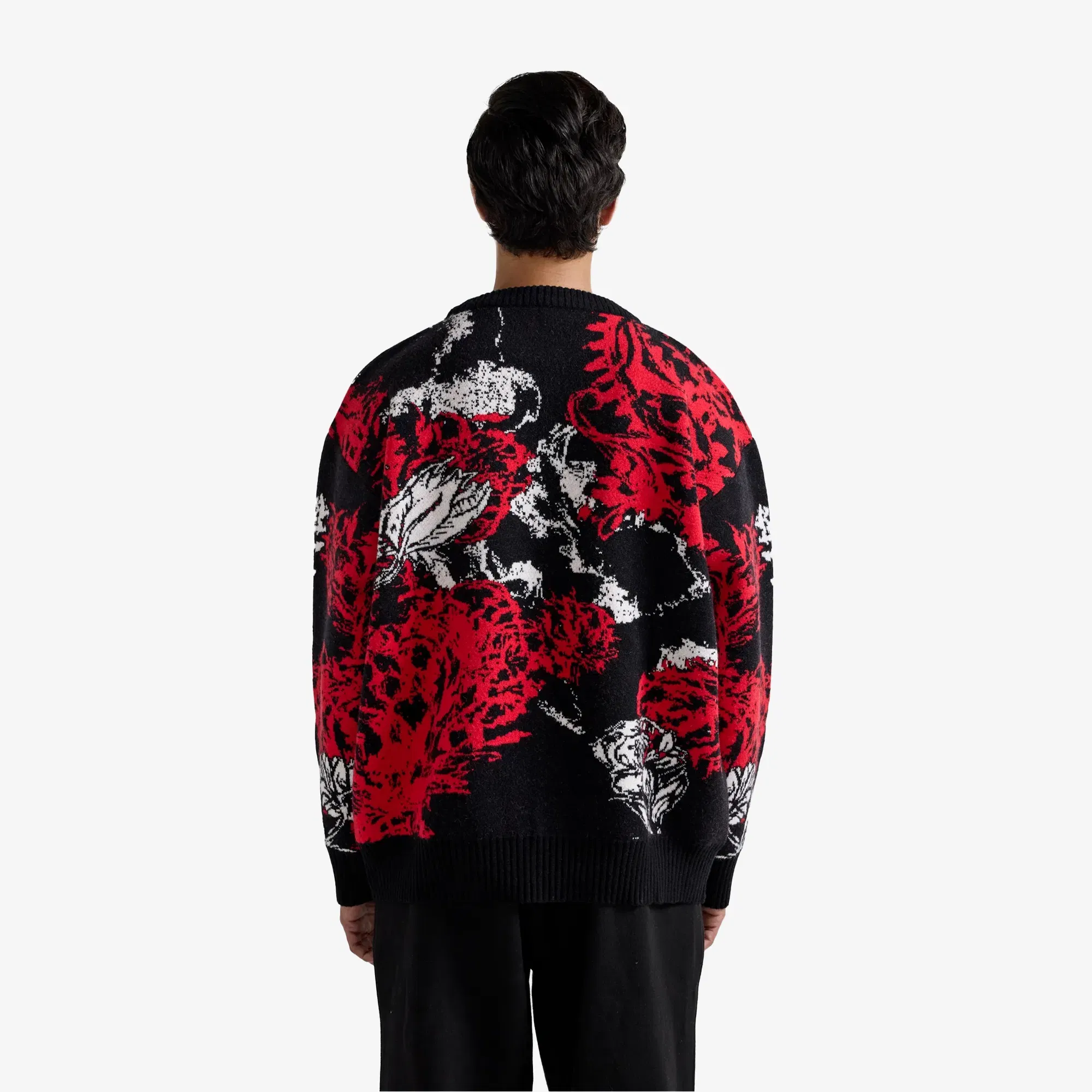 F A R A K HALLUCINATION KNITTED SWEATSHIRT { RED/BLACK