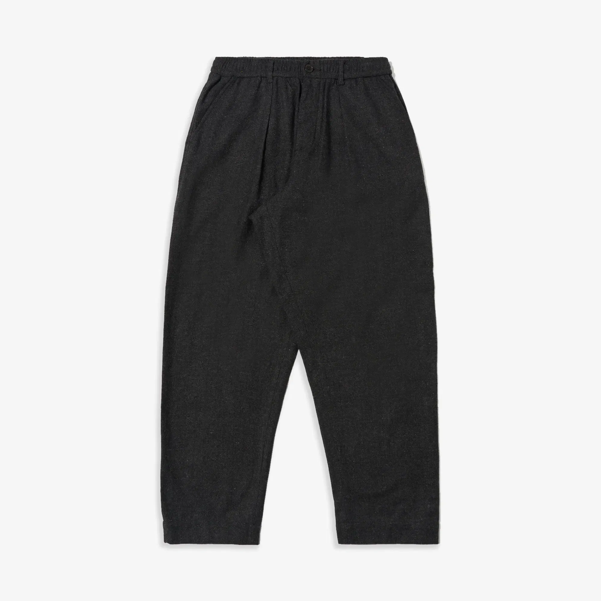 UNIVERSAL WORKS SALT N PEPPER TWEED OXFORD PANT { BLACK