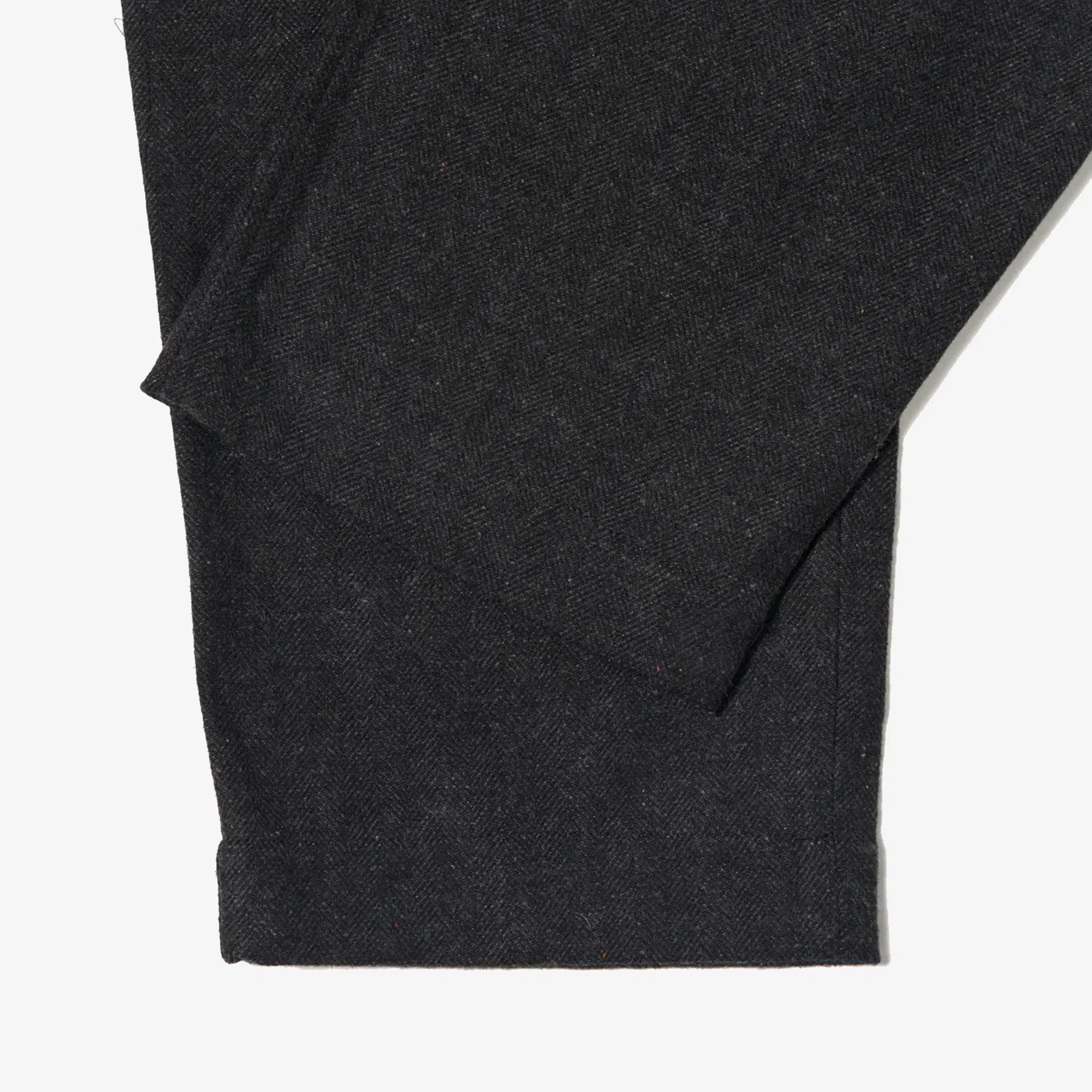 UNIVERSAL WORKS SALT N PEPPER TWEED OXFORD PANT { BLACK