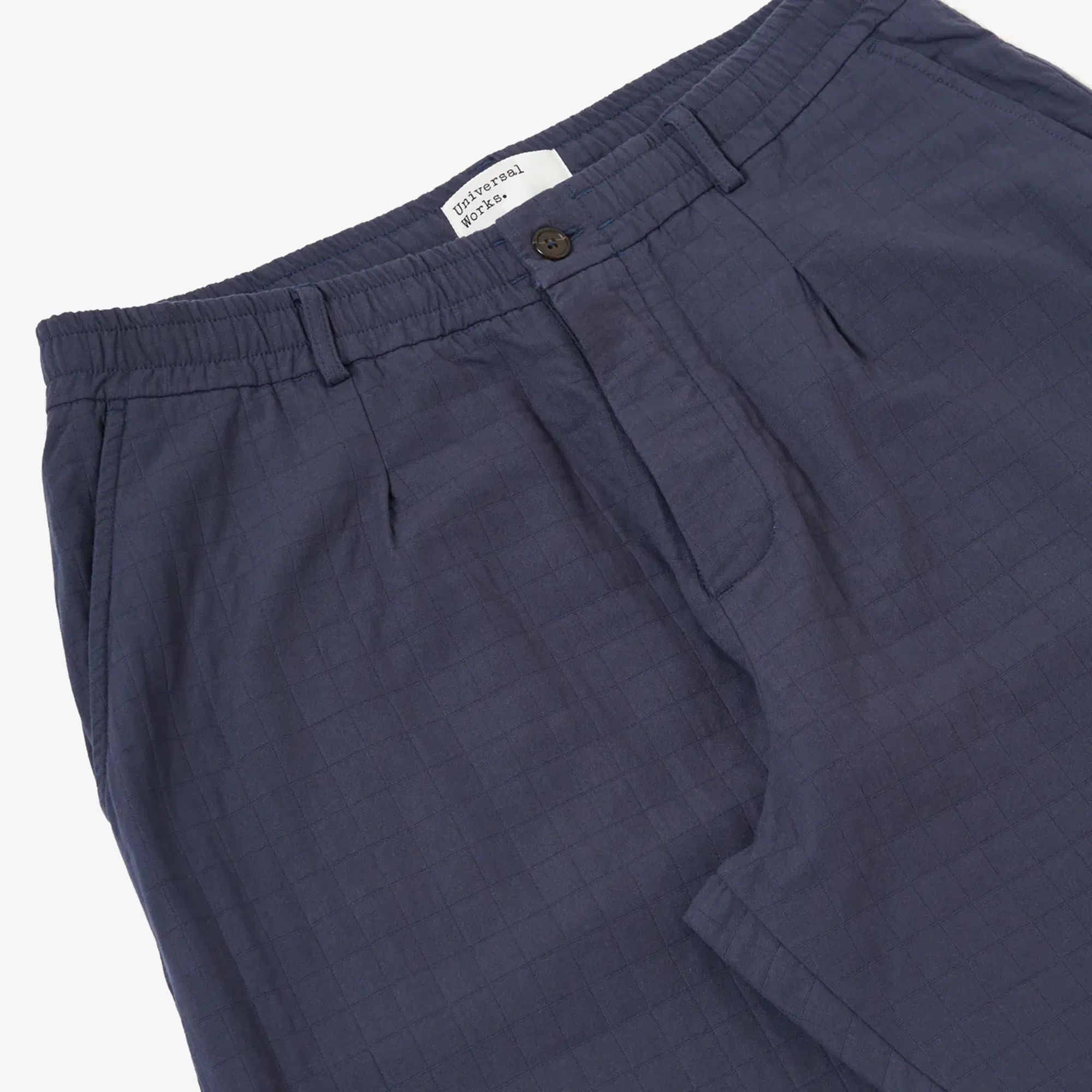 UNIVERSAL WORKS RAHIM COTTON OXFORD PANT { NAVY