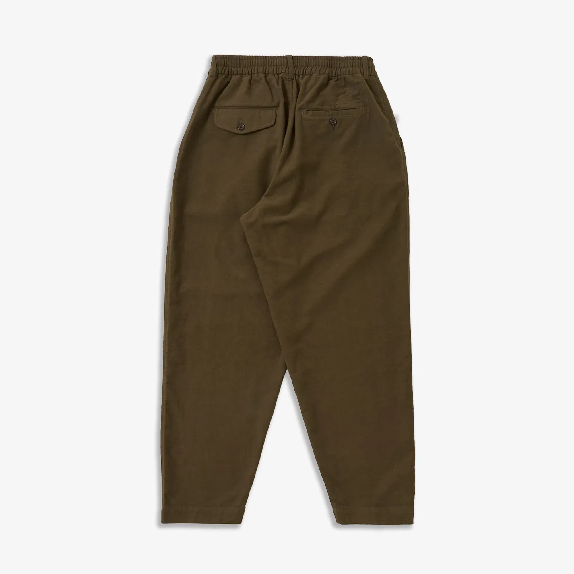 UNIVERSAL WORKS COMFORT MOLESKIN PLEATED TRACK PANT { KHAKI