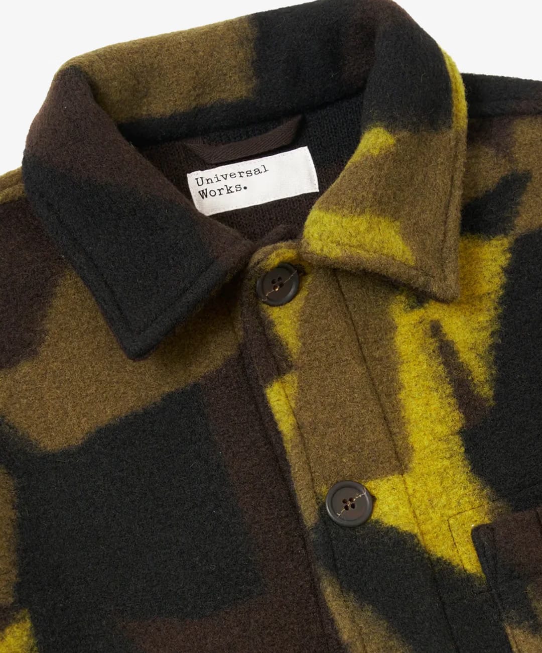 UNIVERSAL WORKS SWEDE CAMO FLEECE FIELD JACKET { CAMO