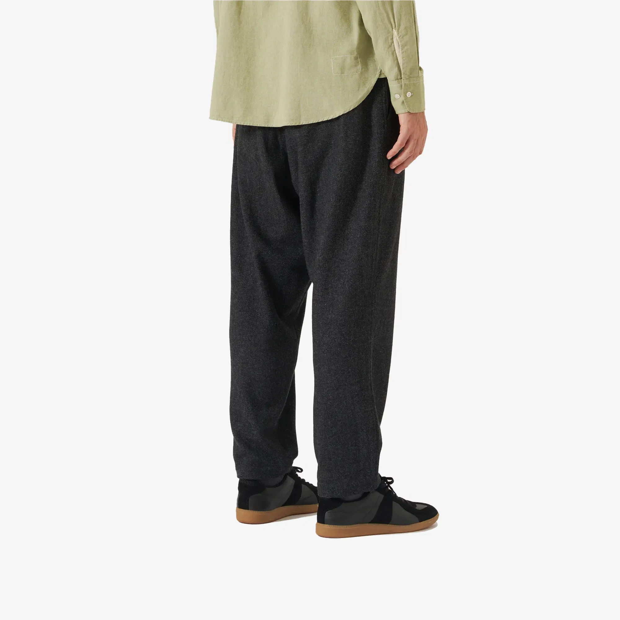 UNIVERSAL WORKS ANDERS WOOL UPCYCLED PLEATED TRACK PANT { GREY