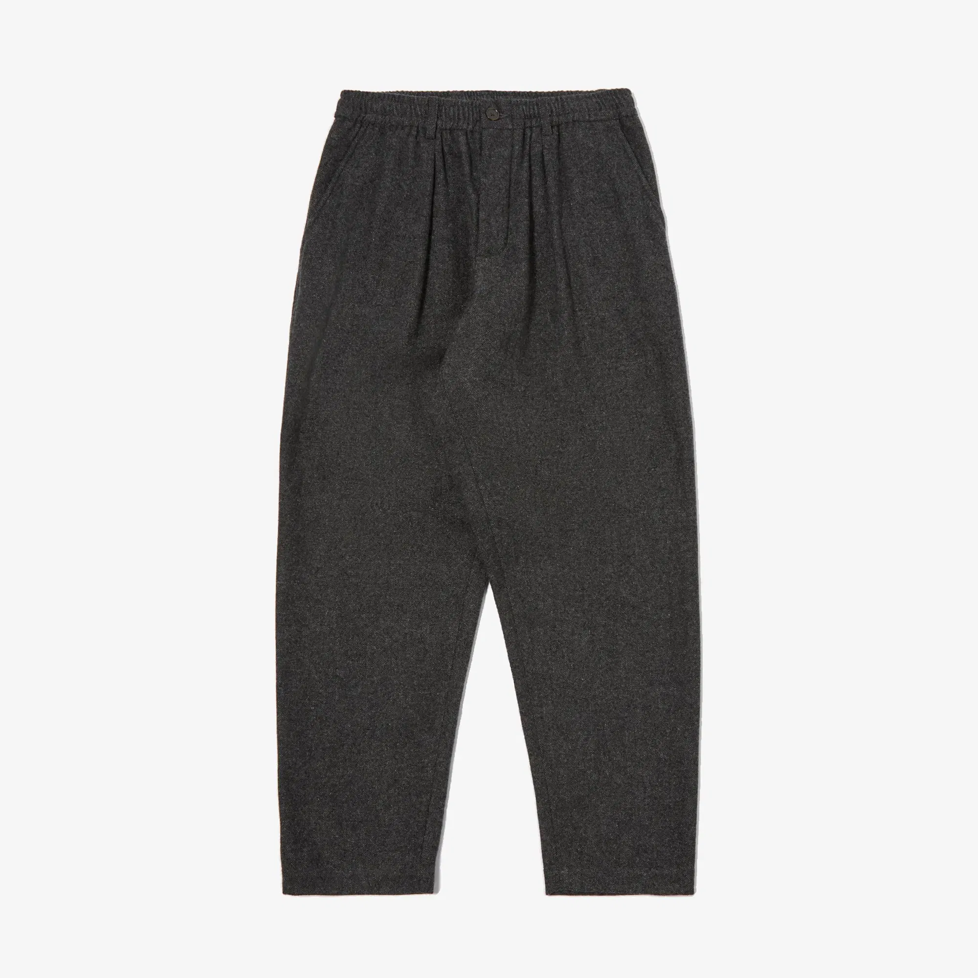 UNIVERSAL WORKS ANDERS WOOL UPCYCLED PLEATED TRACK PANT { GREY