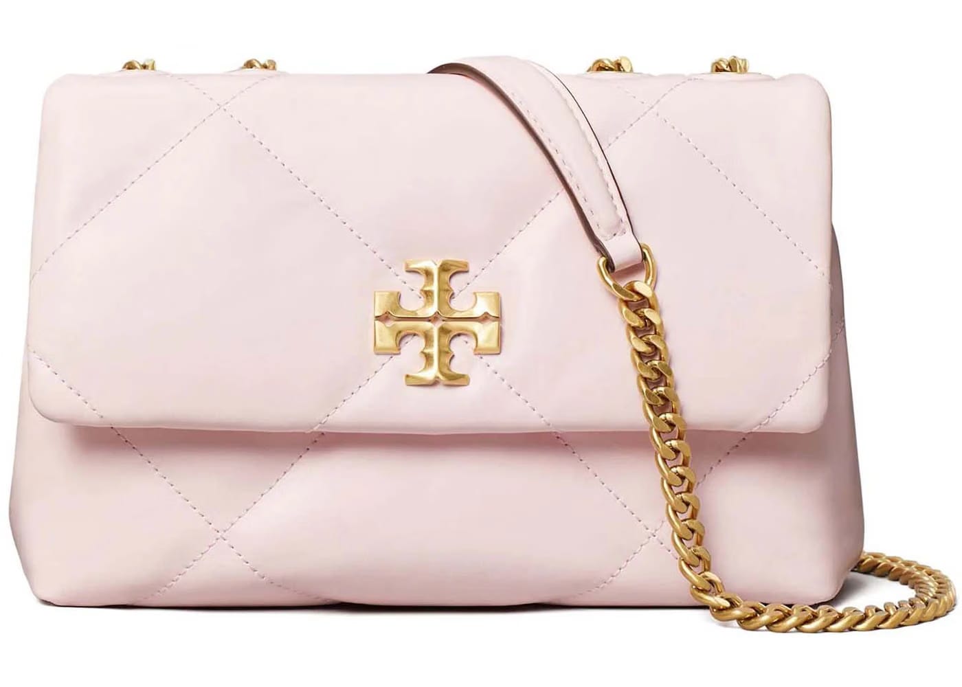 Tory Burch Kira Small Diamond Quilt Convertible Shoulder Bag Rose Salt