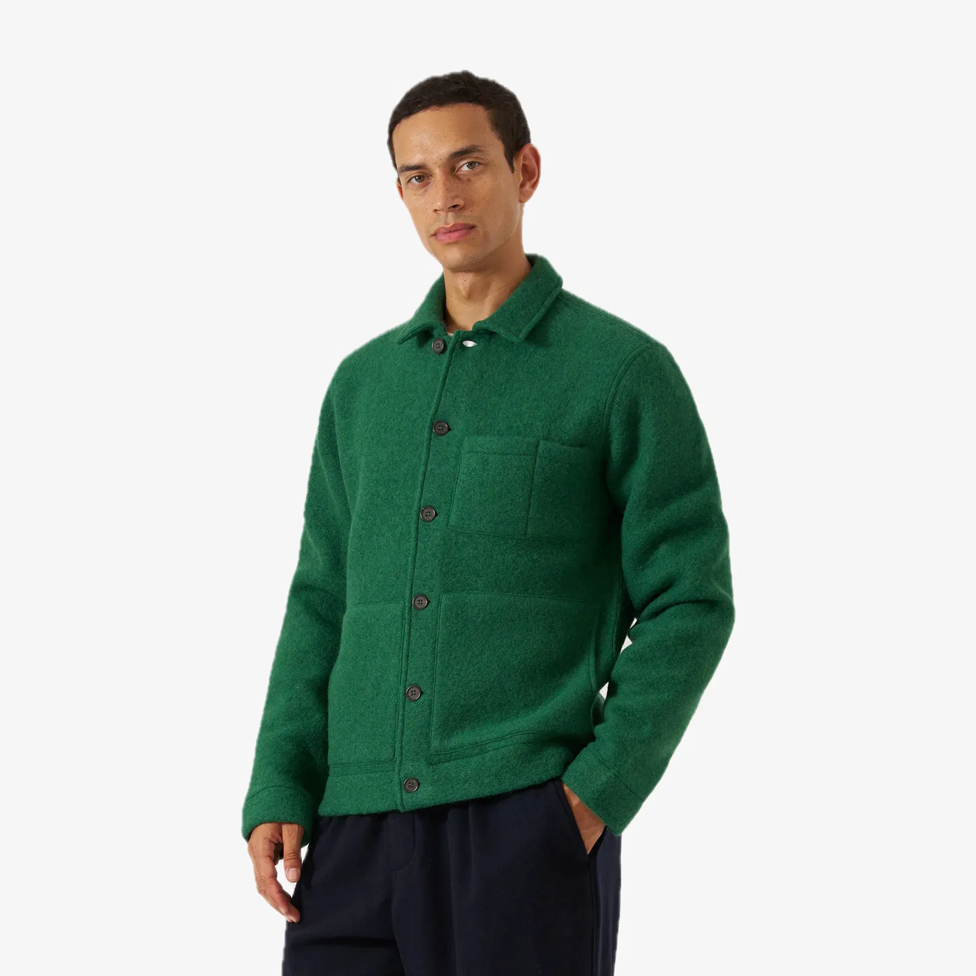UNIVERSAL WORKS WOOL FLEECE UNIFORM JACKET { GREEN