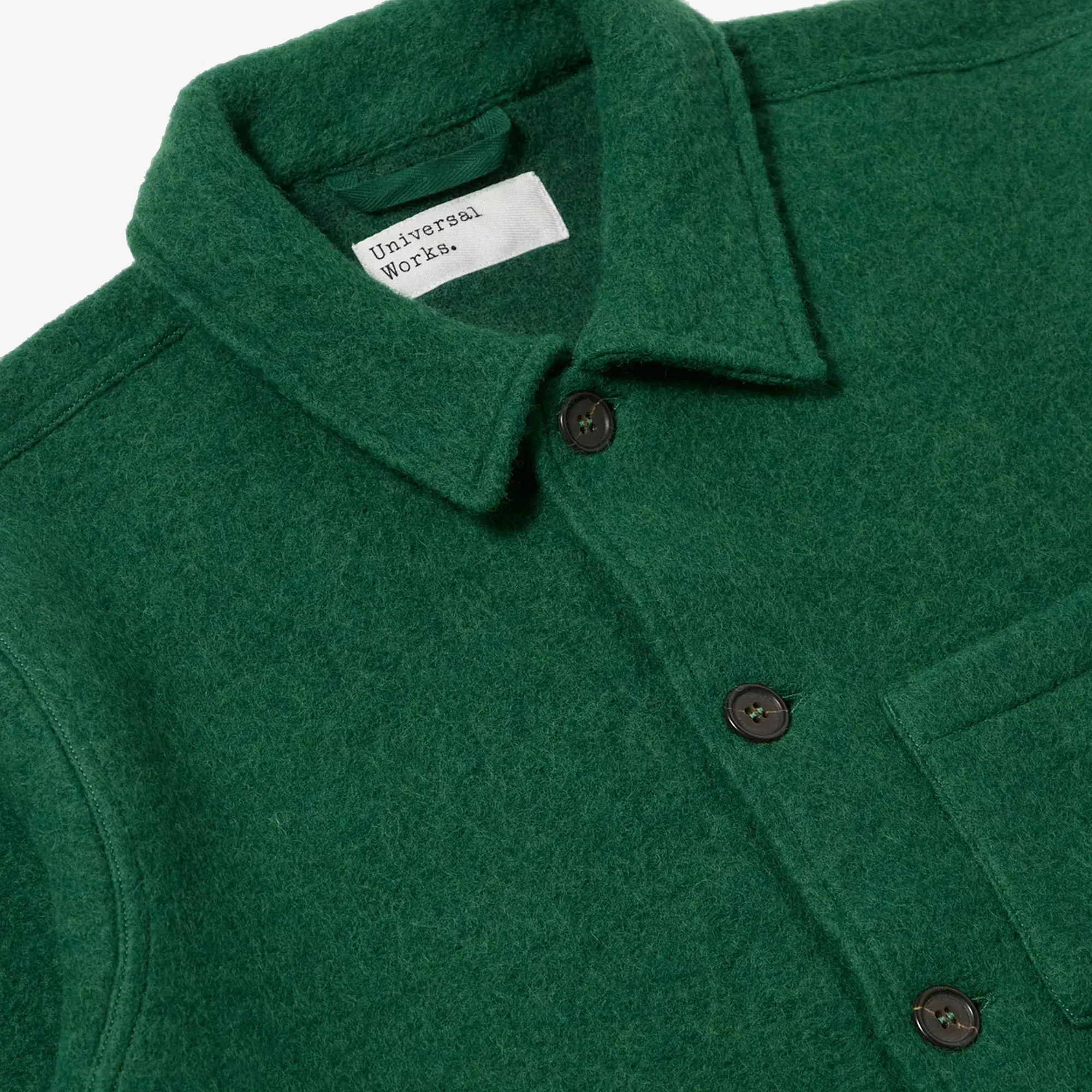 UNIVERSAL WORKS WOOL FLEECE UNIFORM JACKET { GREEN