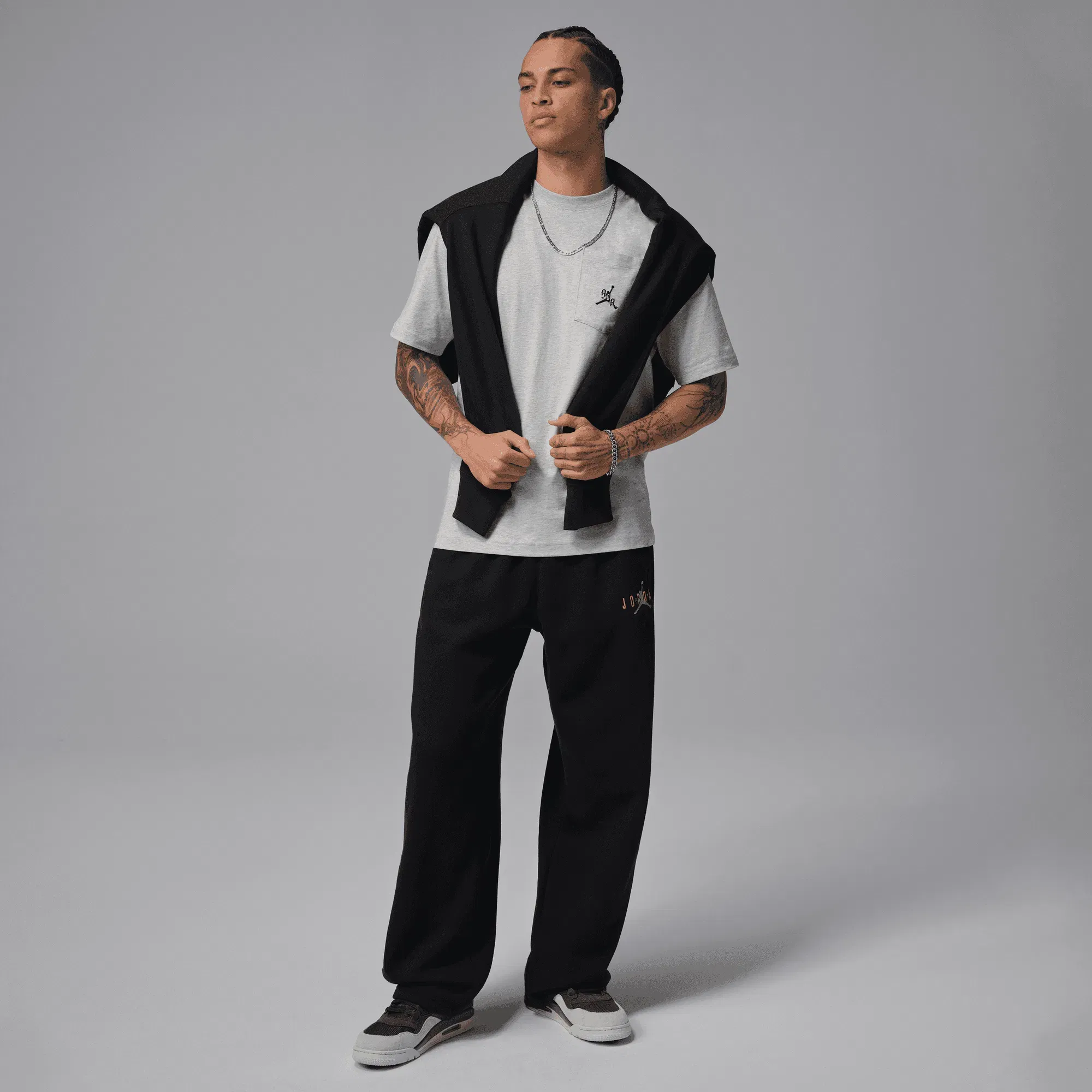 JORDAN JORDAN T-SHIRT { GREY HEATHER/BLACK