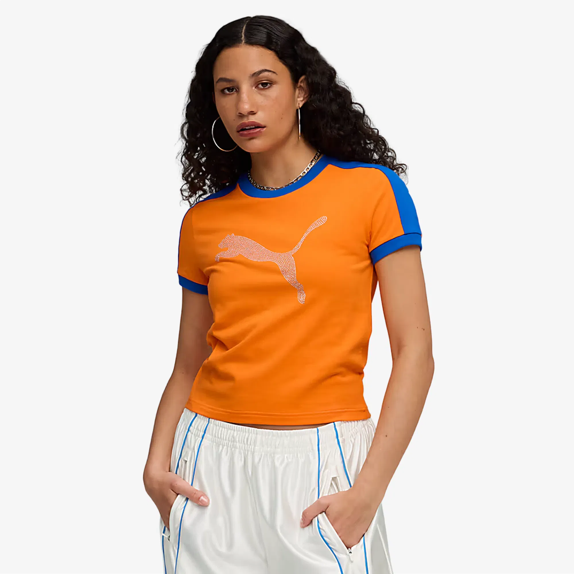 PUMA x FENTY T7 SLIM FIT T-SHIRT { RICKIE ORANGE