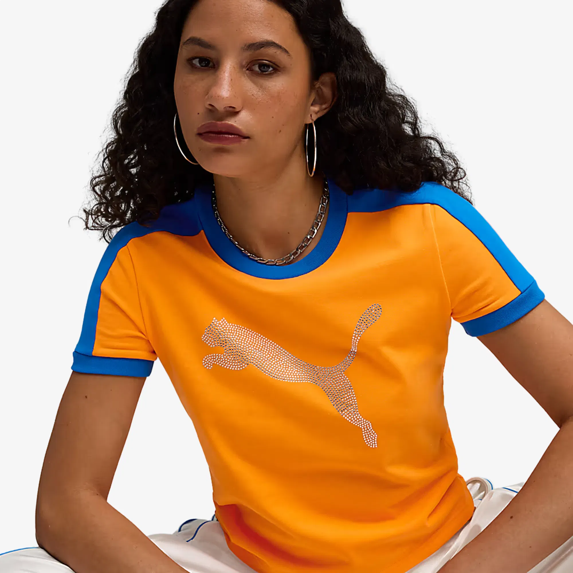PUMA x FENTY T7 SLIM FIT T-SHIRT { RICKIE ORANGE