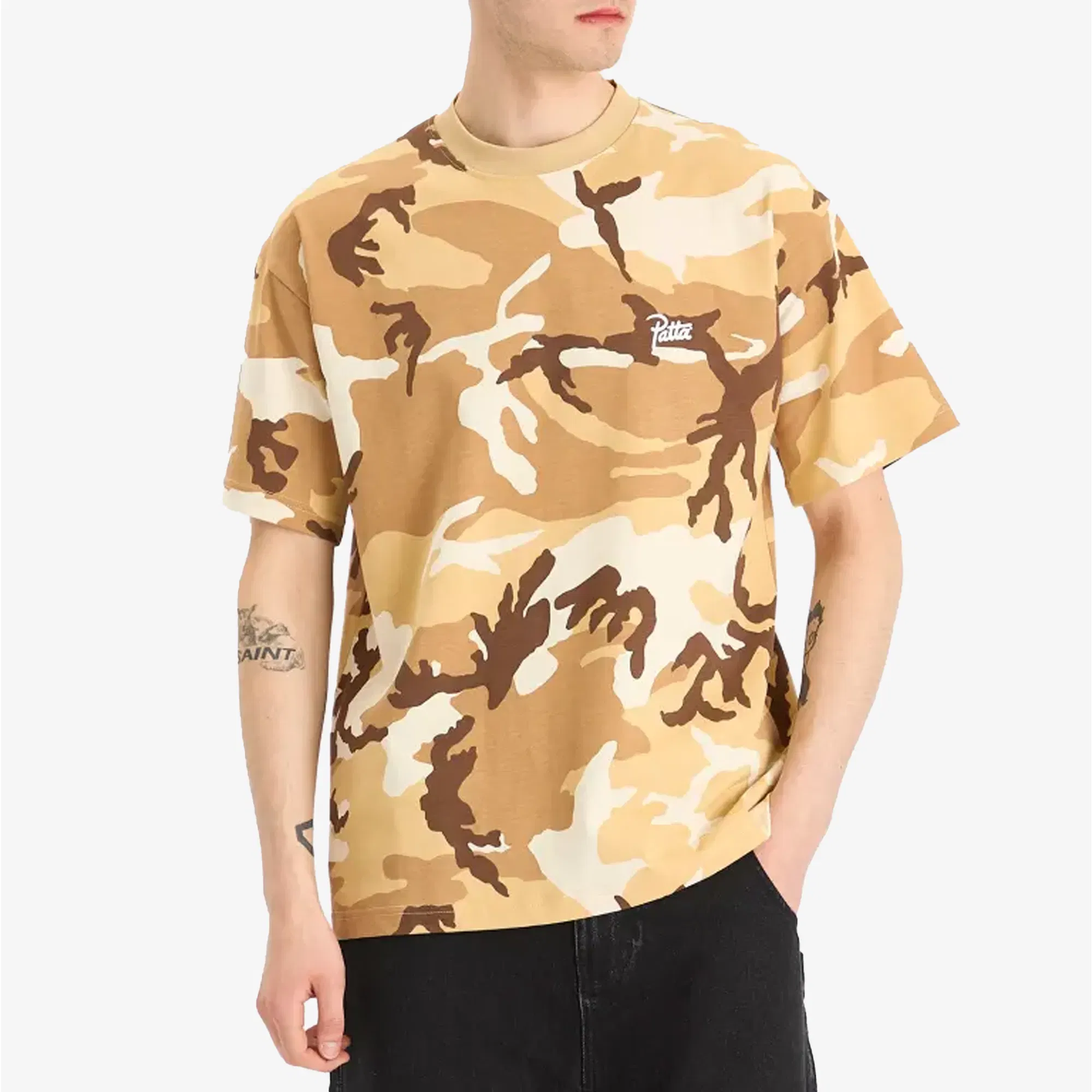 PATTA PATTA BARK WOODLAND CAMO T-SHIRT { BEIGE