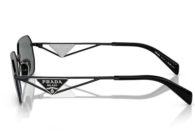 Prada Geometric Sunglasses Black/Black Grey (SPRA51 1AB-5Z1)