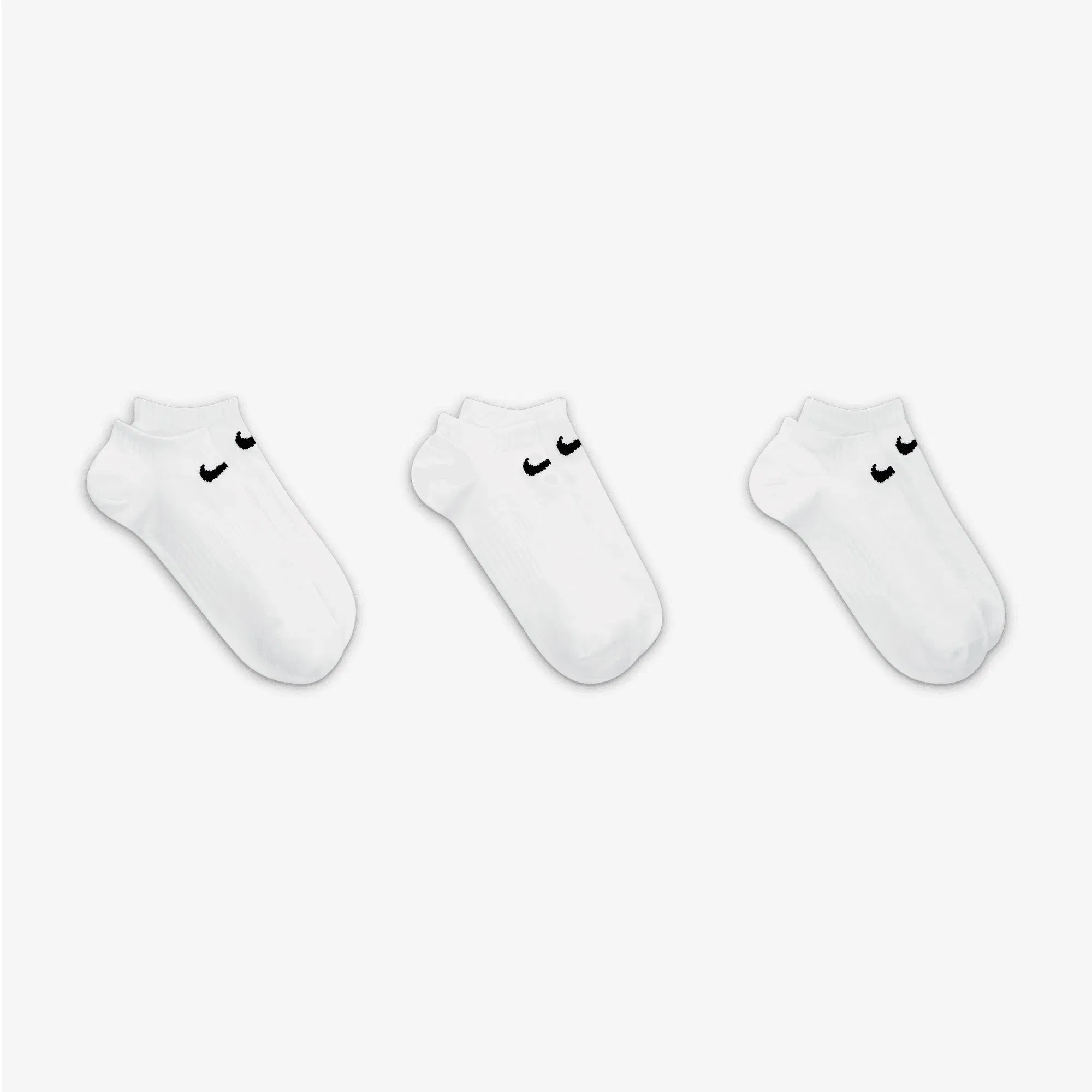NIKE PERFORMANCE LIGHTWEIGHT TRAINING NO-SHOW SOCKS (3 PAIRS) { WHITE/WHITE