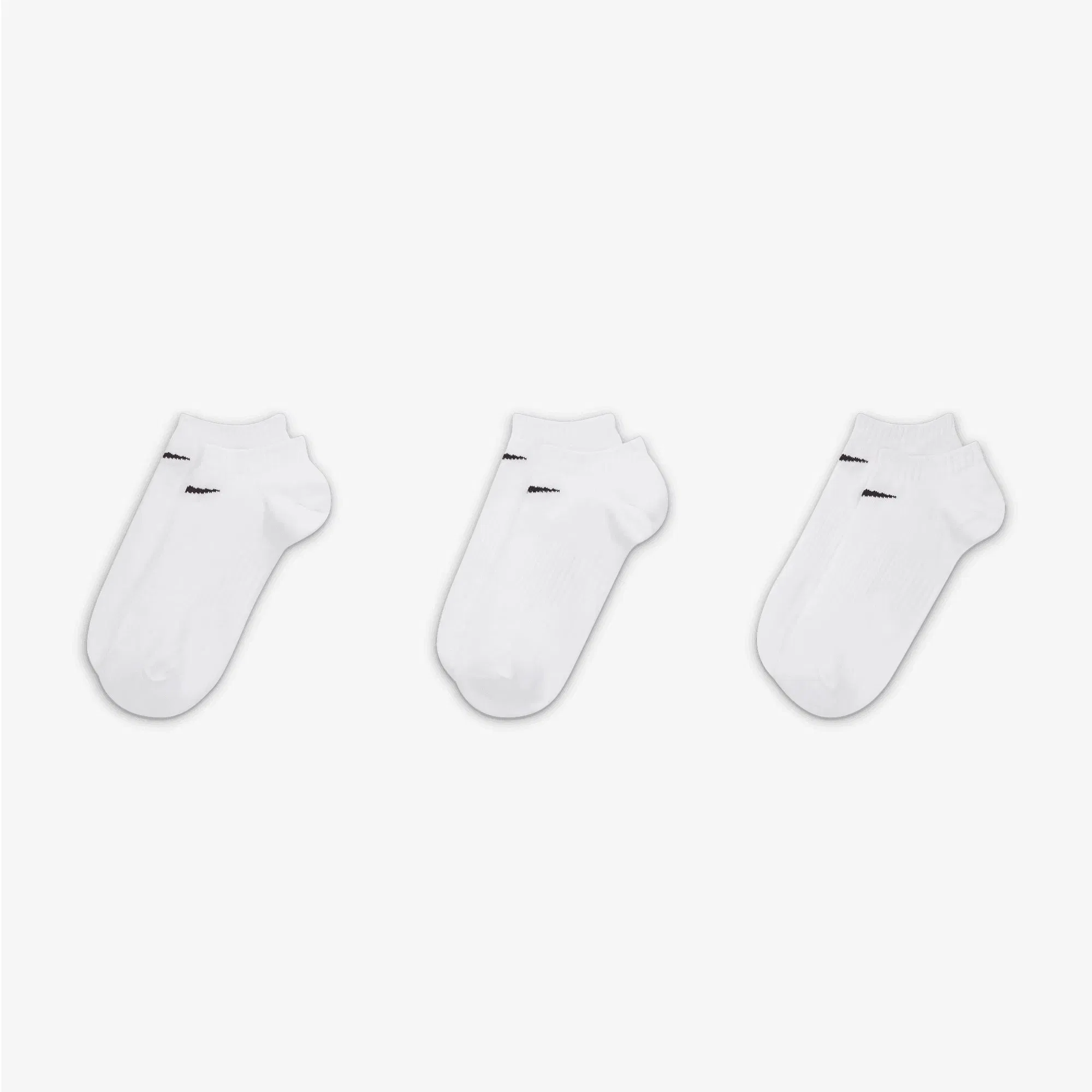 NIKE PERFORMANCE LIGHTWEIGHT TRAINING NO-SHOW SOCKS (3 PAIRS) { WHITE/WHITE