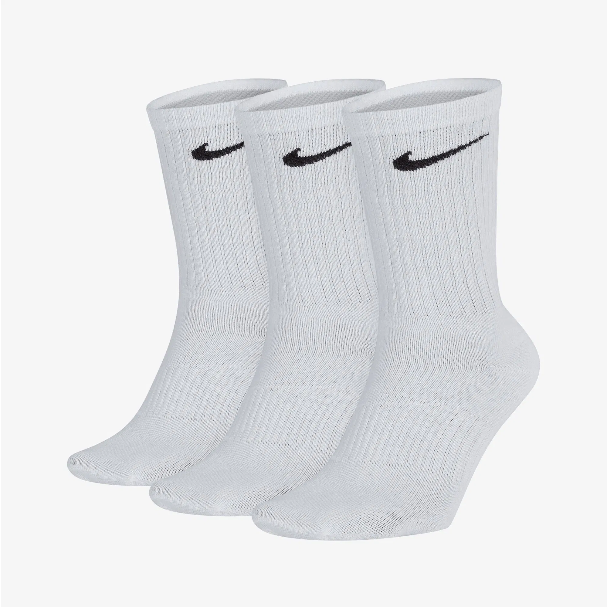 NIKE PERFORMANCE LIGHTWEIGHT TRAINING CREW SOCKS (3 PAIRS) { WHITE/BLACK