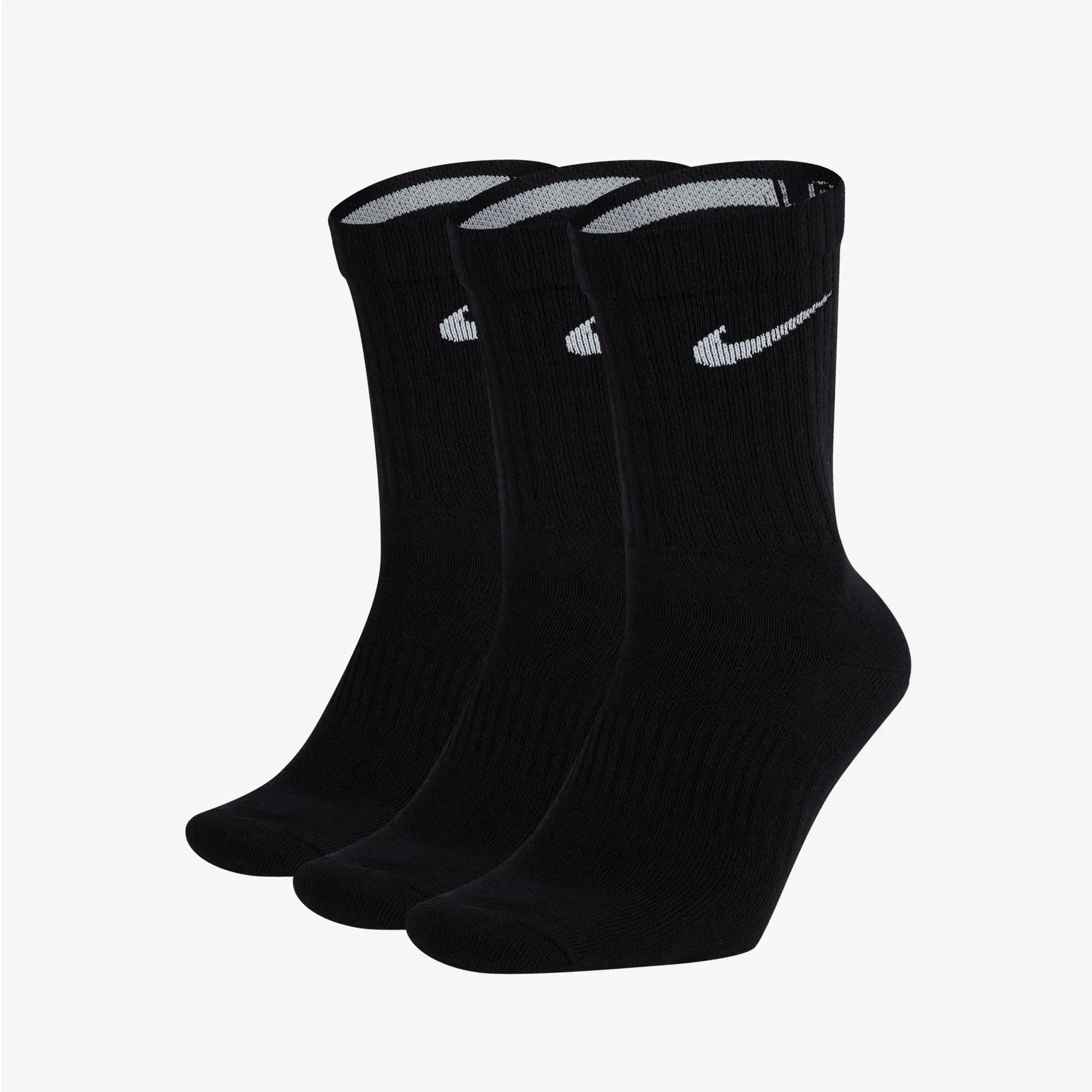 NIKE PERFORMANCE LIGHTWEIGHT TRAINING CREW SOCKS (3 PAIRS) { BLACK/WHITE