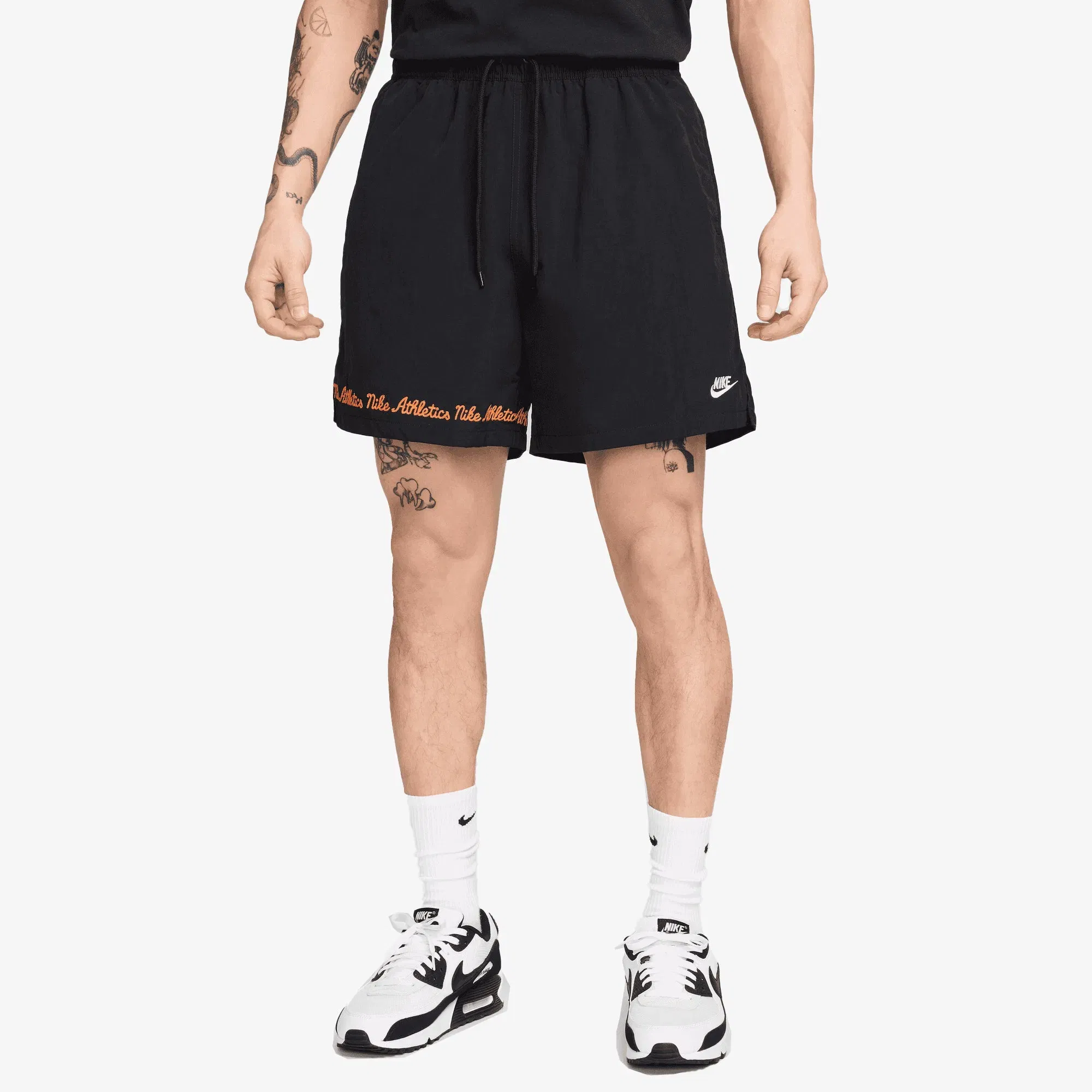 Nike CLUB FLEECE FLOW SHORTS { BLACK/WHITE