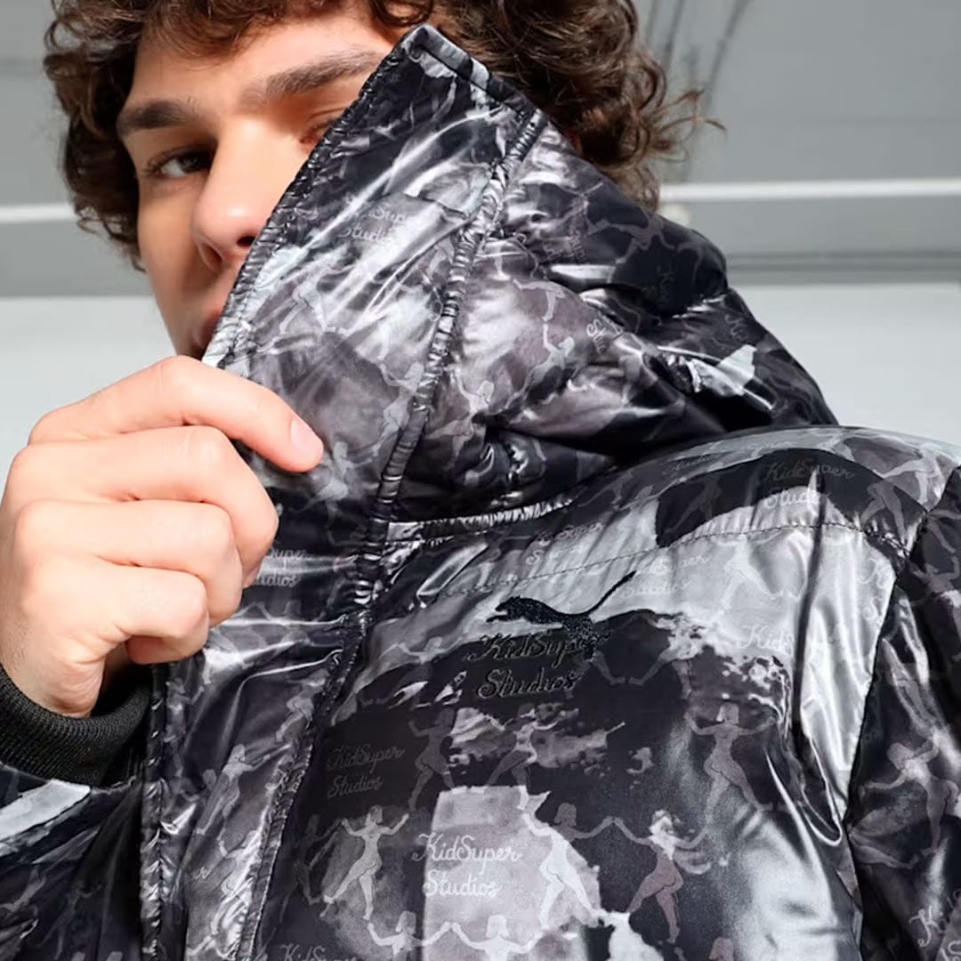 PUMA X KIDSUPER ALL OVER PRINT PUFFER { BLACK