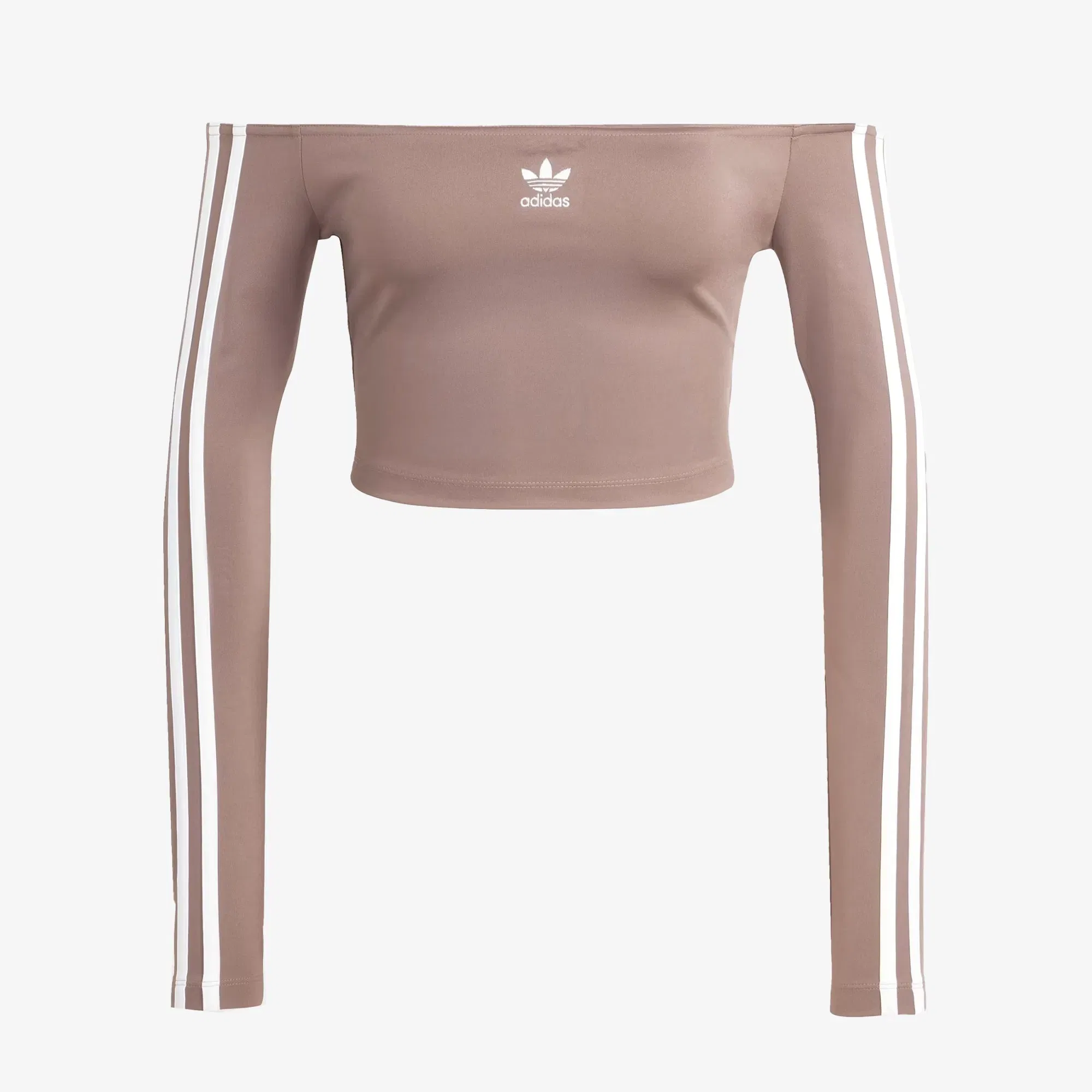 Adidas Originals ADICOLOR OFF SHOULDER Long Sleeve T-Shirt { TRACE BROWN
