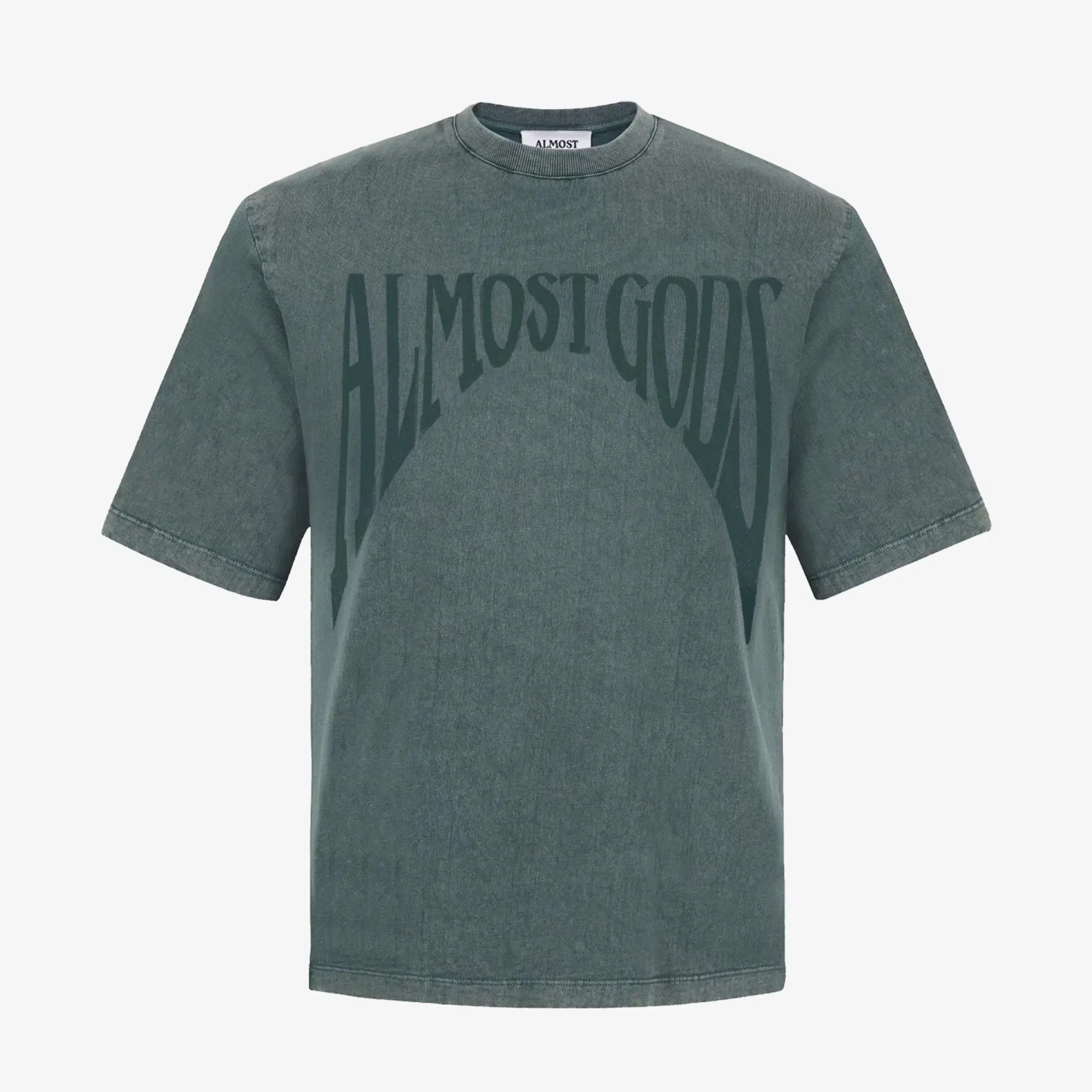 ALMOST GODS STONEWASHED GOTHIC RELAXED T-Shirt { PINE