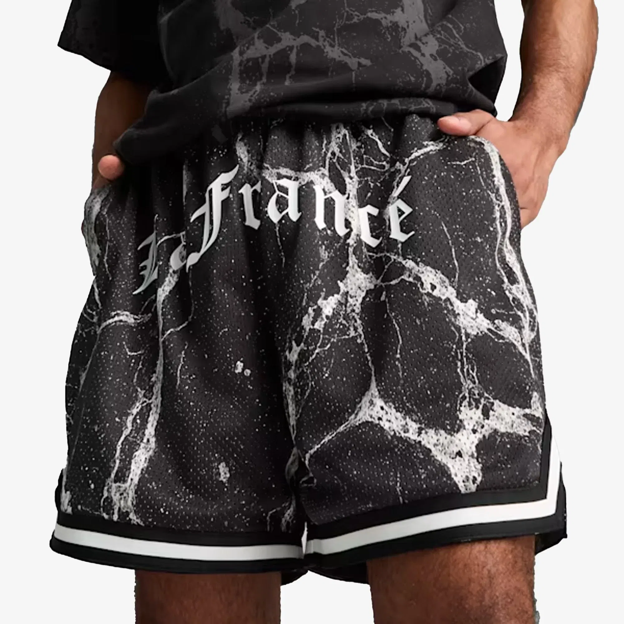 PUMA HOOPS x LAFRANCE WRITTEN IN CHROME SHORTS { PUMA BLACK/WHITE