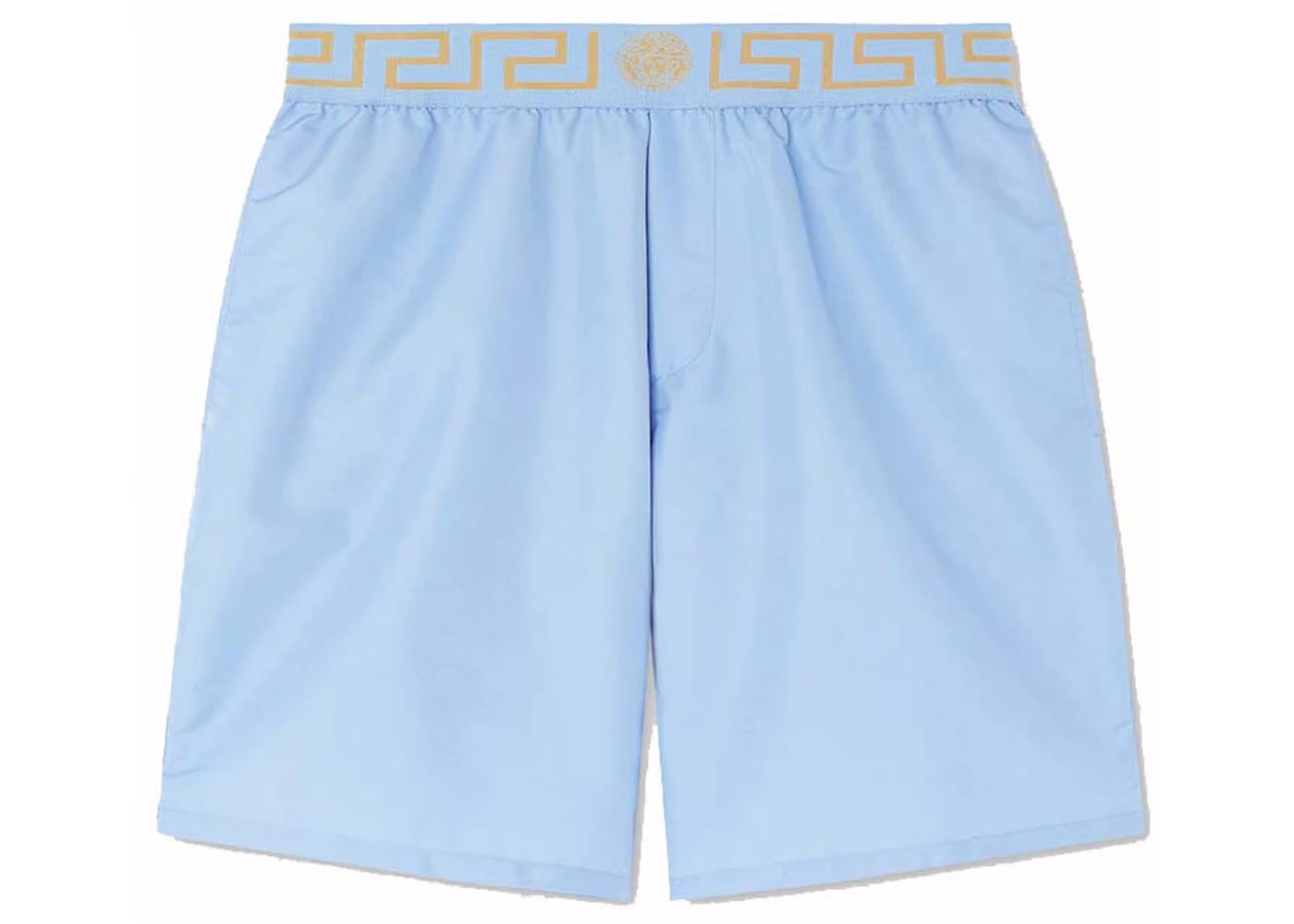 Versace Greca Long Swim Shorts Light Blue