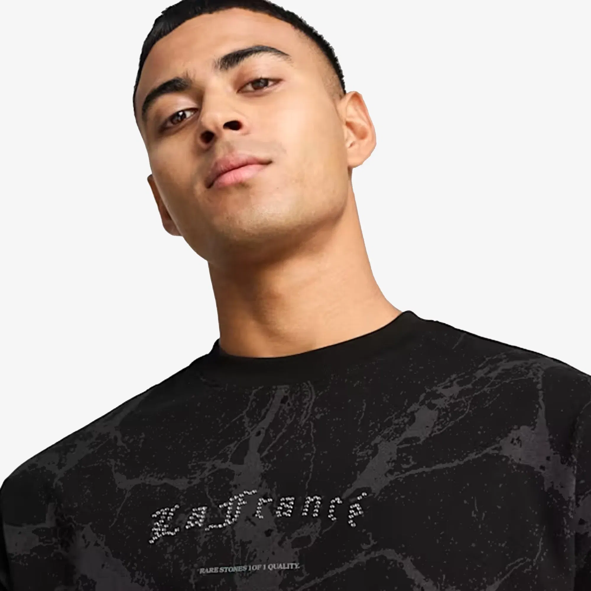 PUMA HOOPS x LAFRANCE WRITTEN IN CHROME MARBLE T-Shirt { BLACK FLAT MEDIUM GRAY