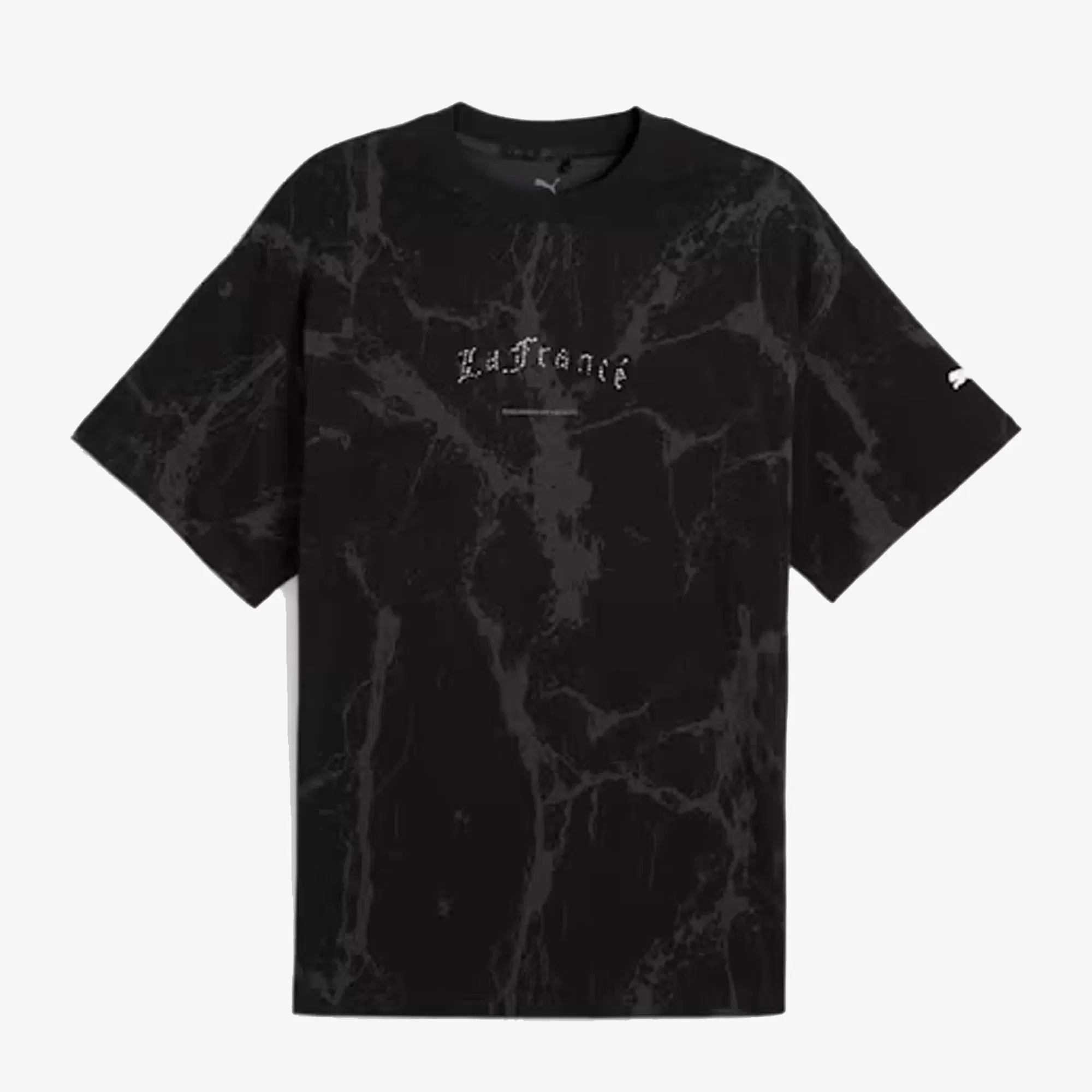 PUMA HOOPS x LAFRANCE WRITTEN IN CHROME MARBLE T-Shirt { BLACK FLAT MEDIUM GRAY