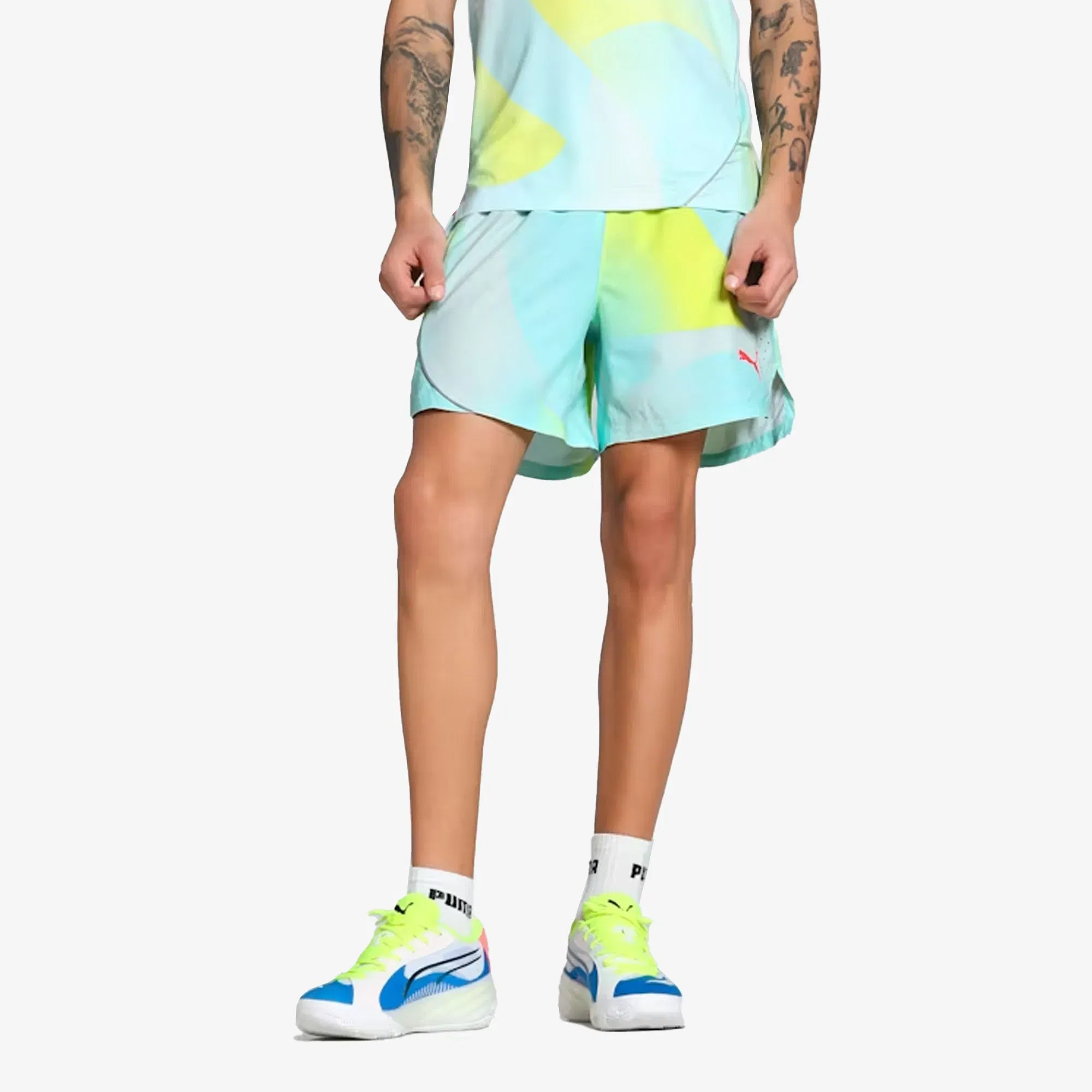 PUMA X ALL-PRO ALL-OVER PRINT SHORTS { NITRO BLUE