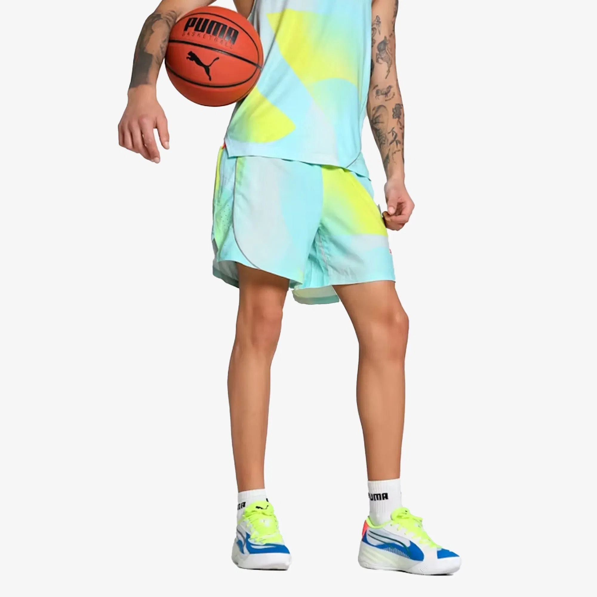 PUMA X ALL-PRO ALL-OVER PRINT SHORTS { NITRO BLUE