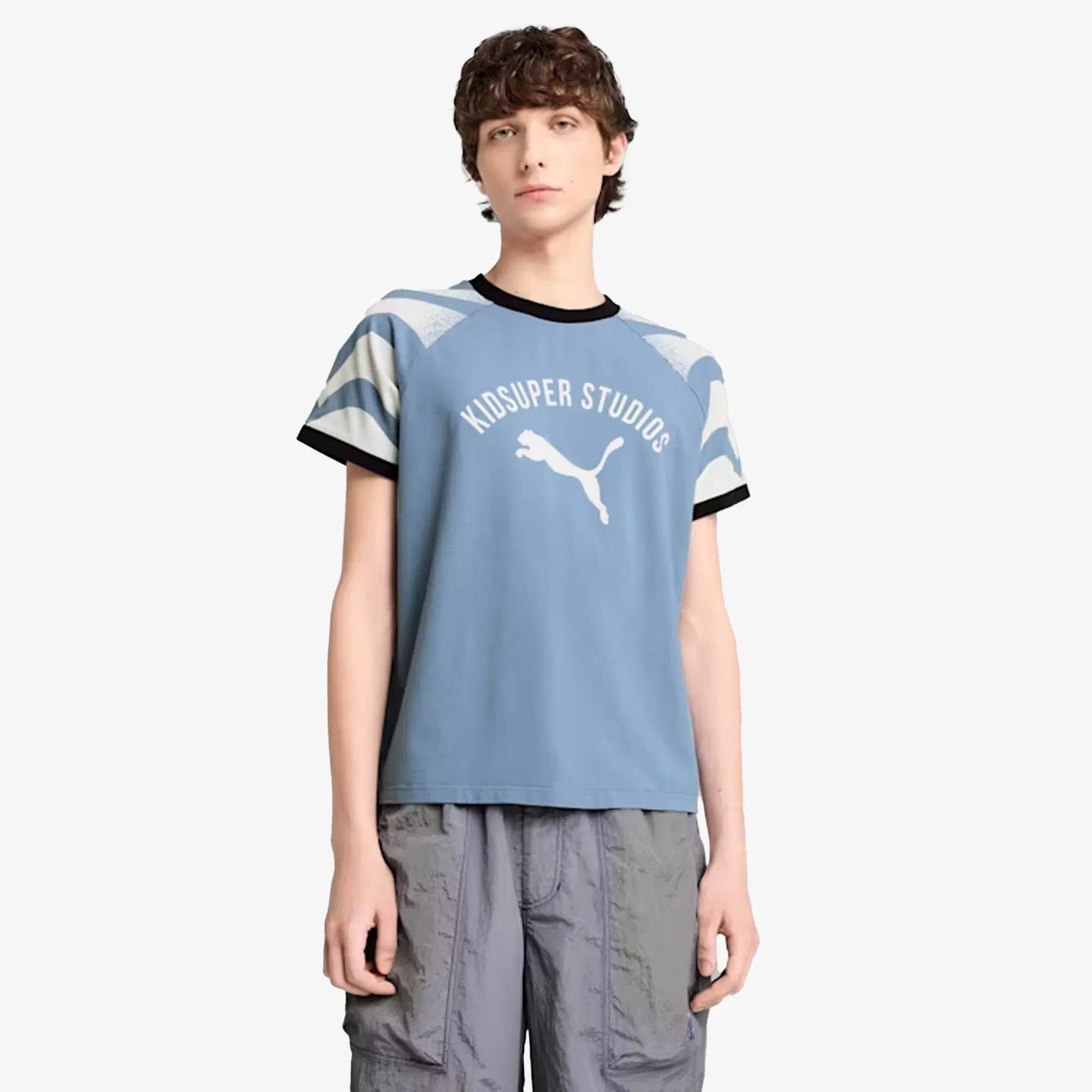 PUMA x KIDSUPER SLIM FIT RINGER T-Shirt { COOL BLUE