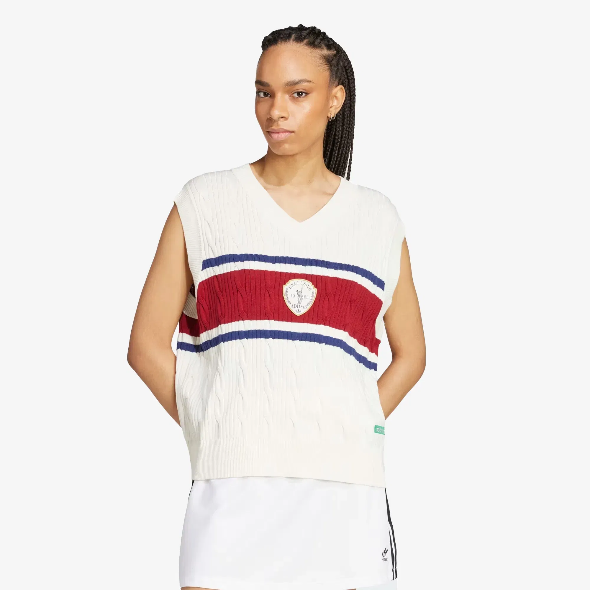 Adidas Originals RETRO SPORTS CRICKET-INSPIRED VEST { OFF WHITE
