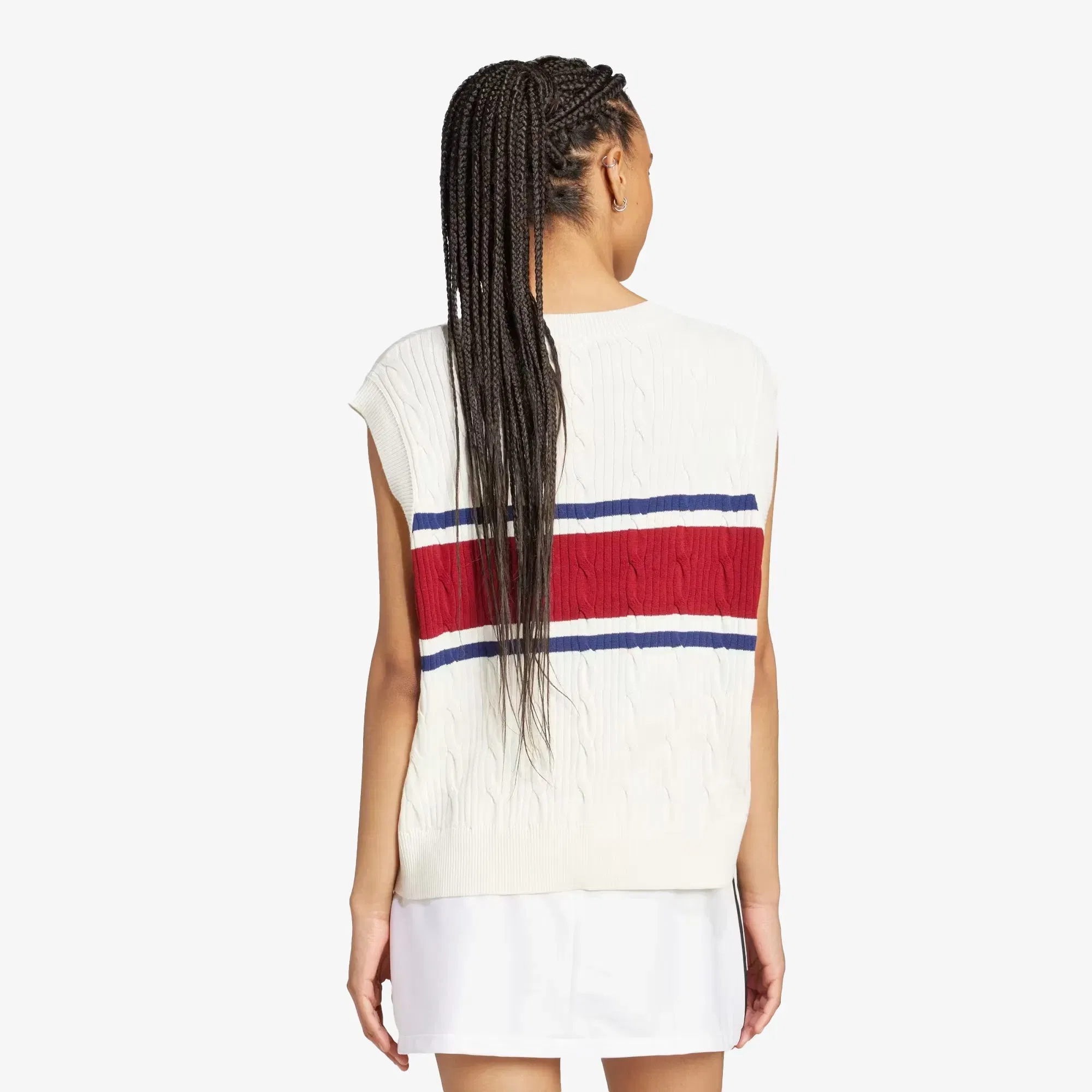 Adidas Originals RETRO SPORTS CRICKET-INSPIRED VEST { OFF WHITE