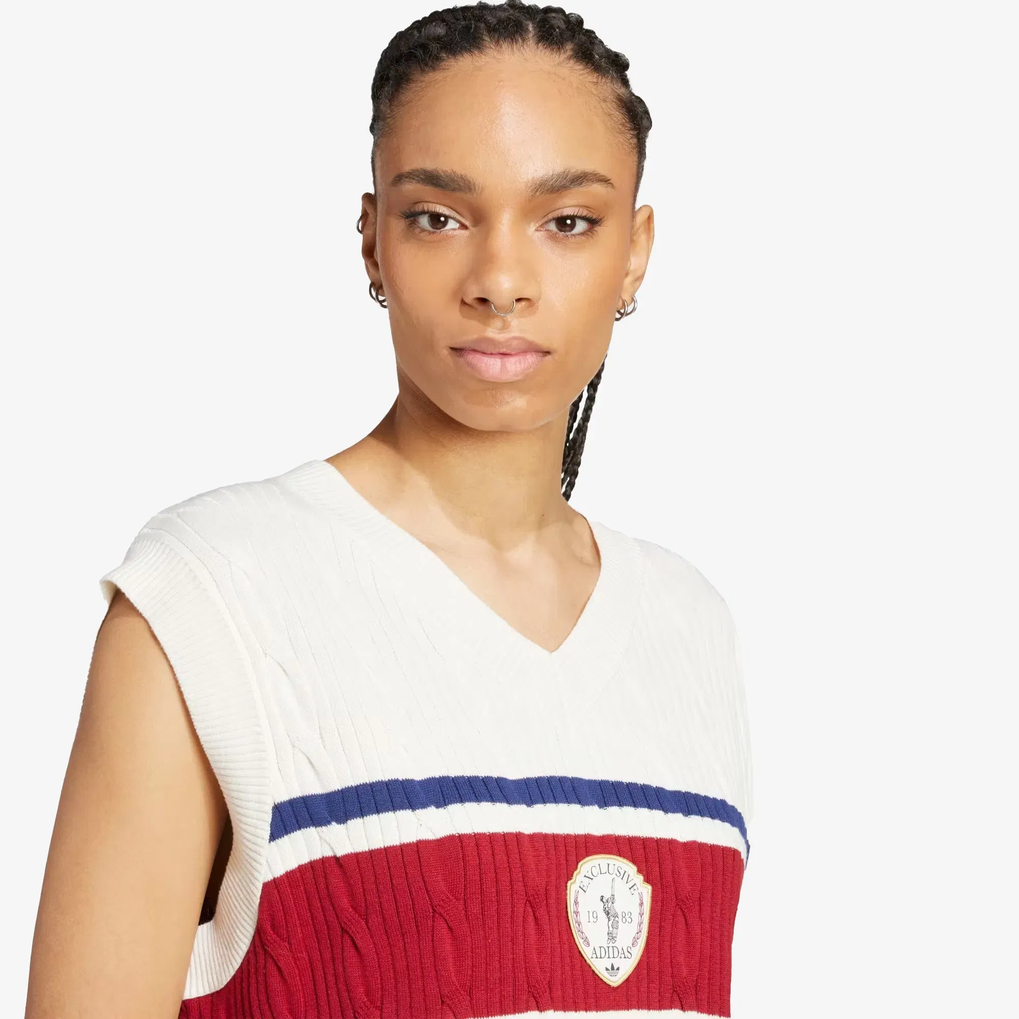 Adidas Originals RETRO SPORTS CRICKET-INSPIRED VEST { OFF WHITE