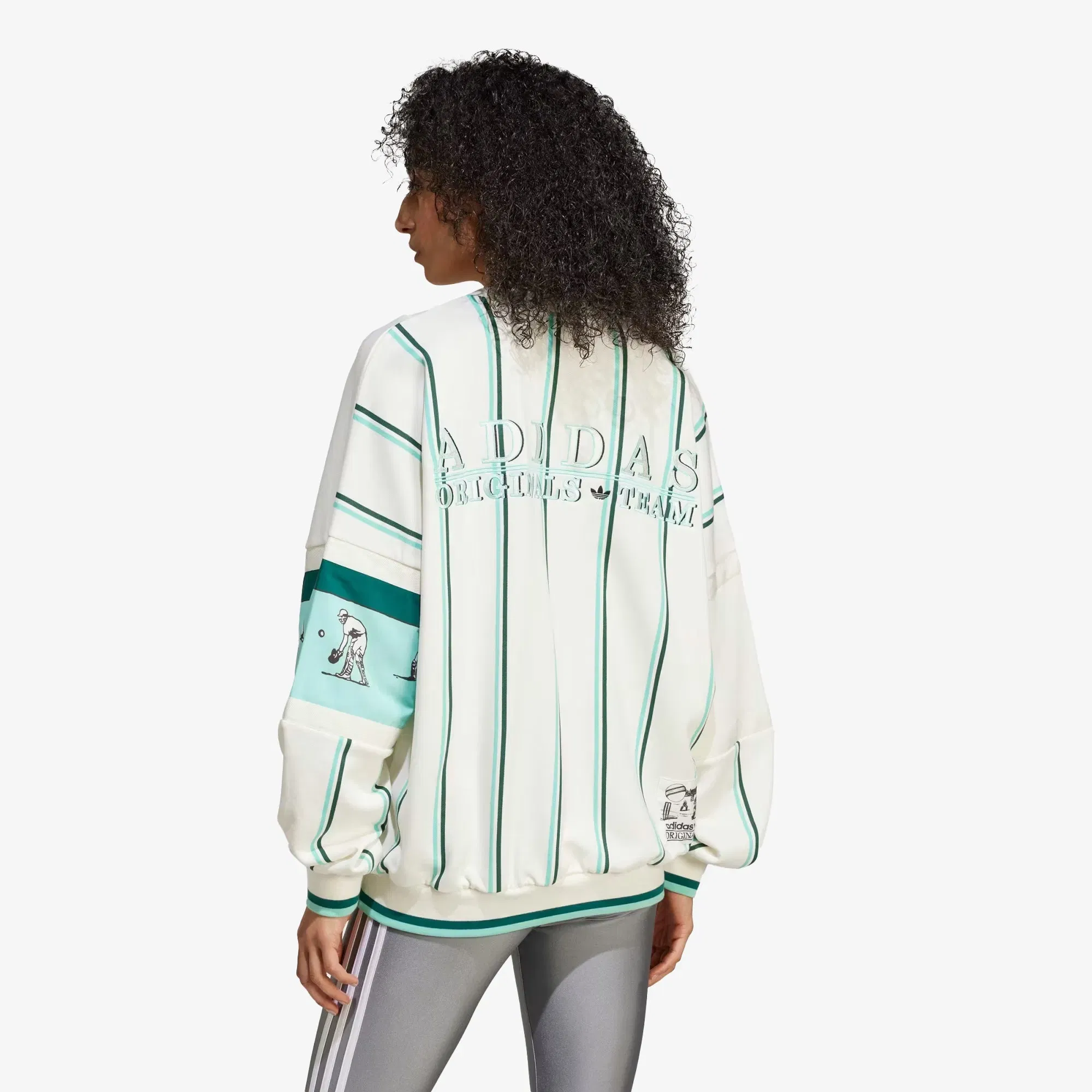 Adidas Originals RETRO SPORTS CRICKET-INSPIRED CREW SWEATSHIRT { OFF WHITE