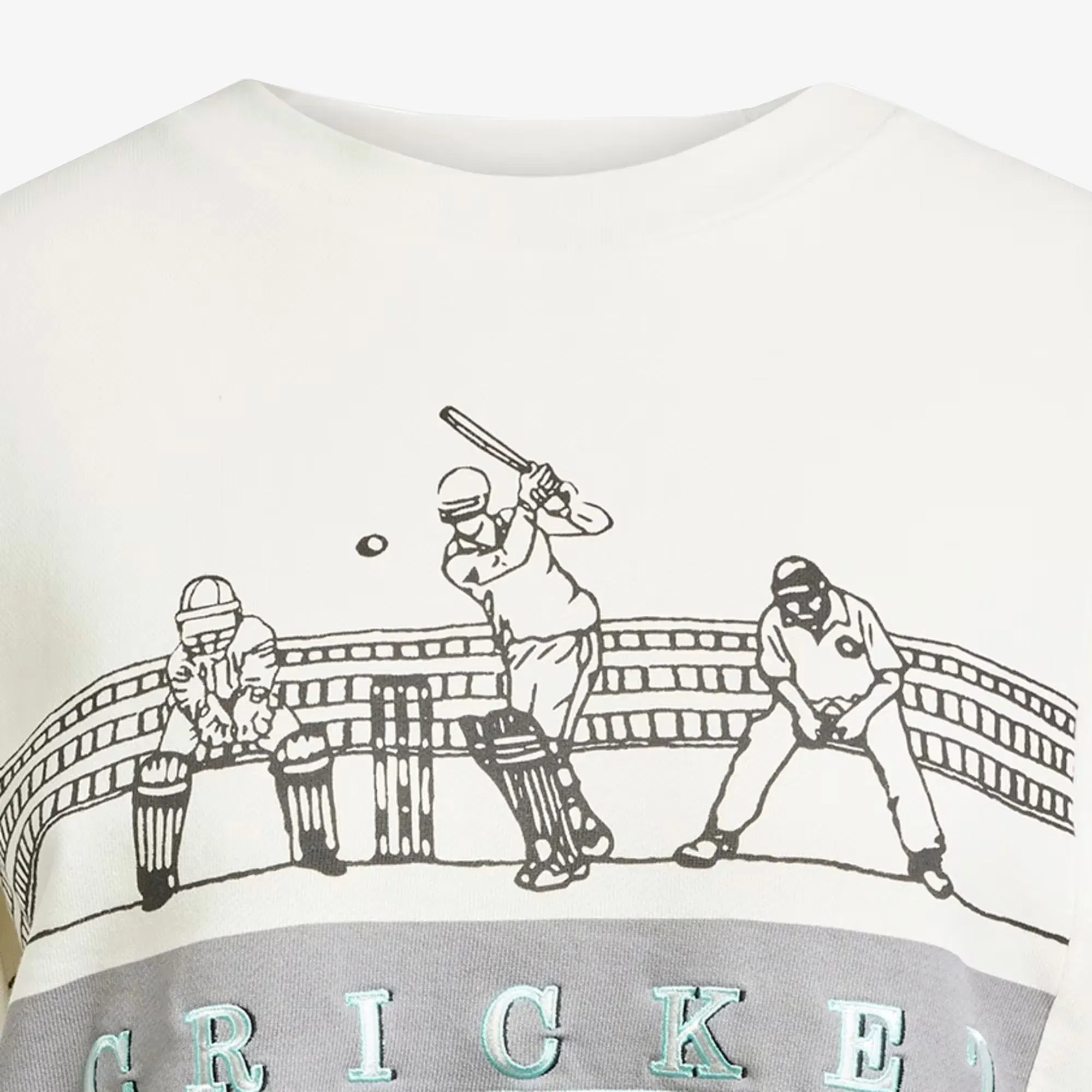 Adidas Originals RETRO SPORTS CRICKET-INSPIRED CREW SWEATSHIRT { OFF WHITE
