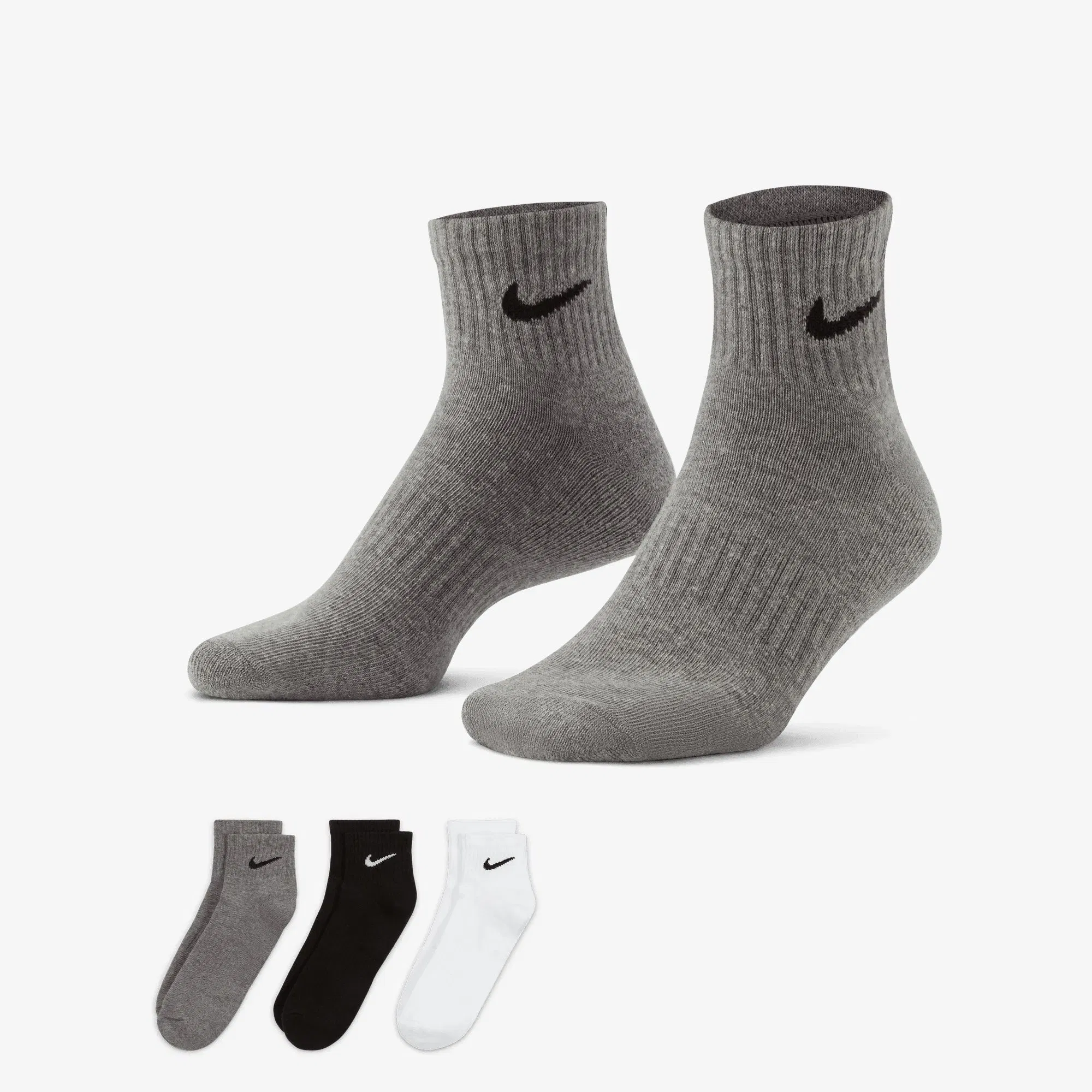 NIKE EVERYDAY CUSHIONED TRAINING ANKLE SOCKS (3 PAIRS) { MULTI-COLOR