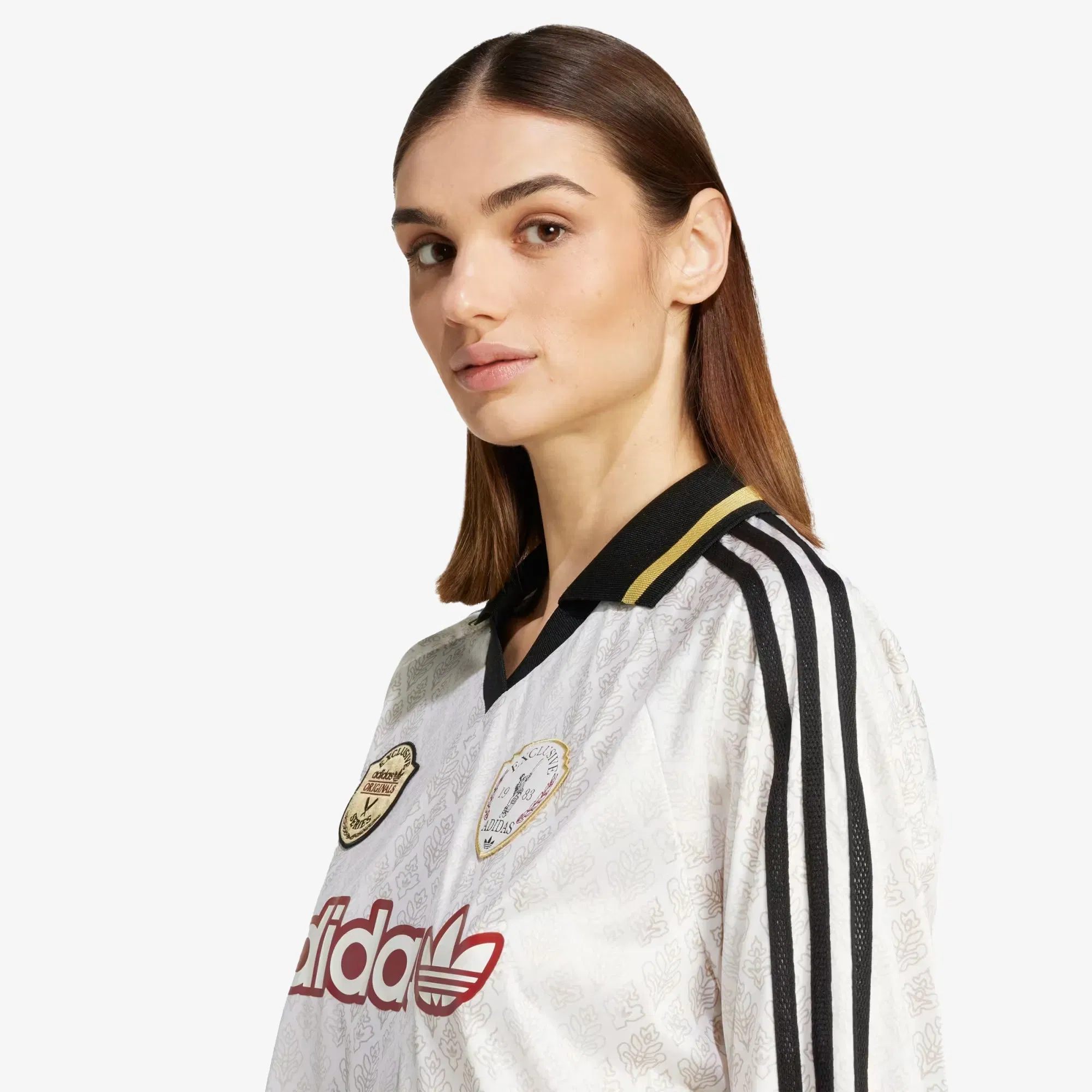 Adidas Originals RETRO SPORTS CRICKET-INSPIRED LONG SLEEVE JERSEY { OFF WHITE