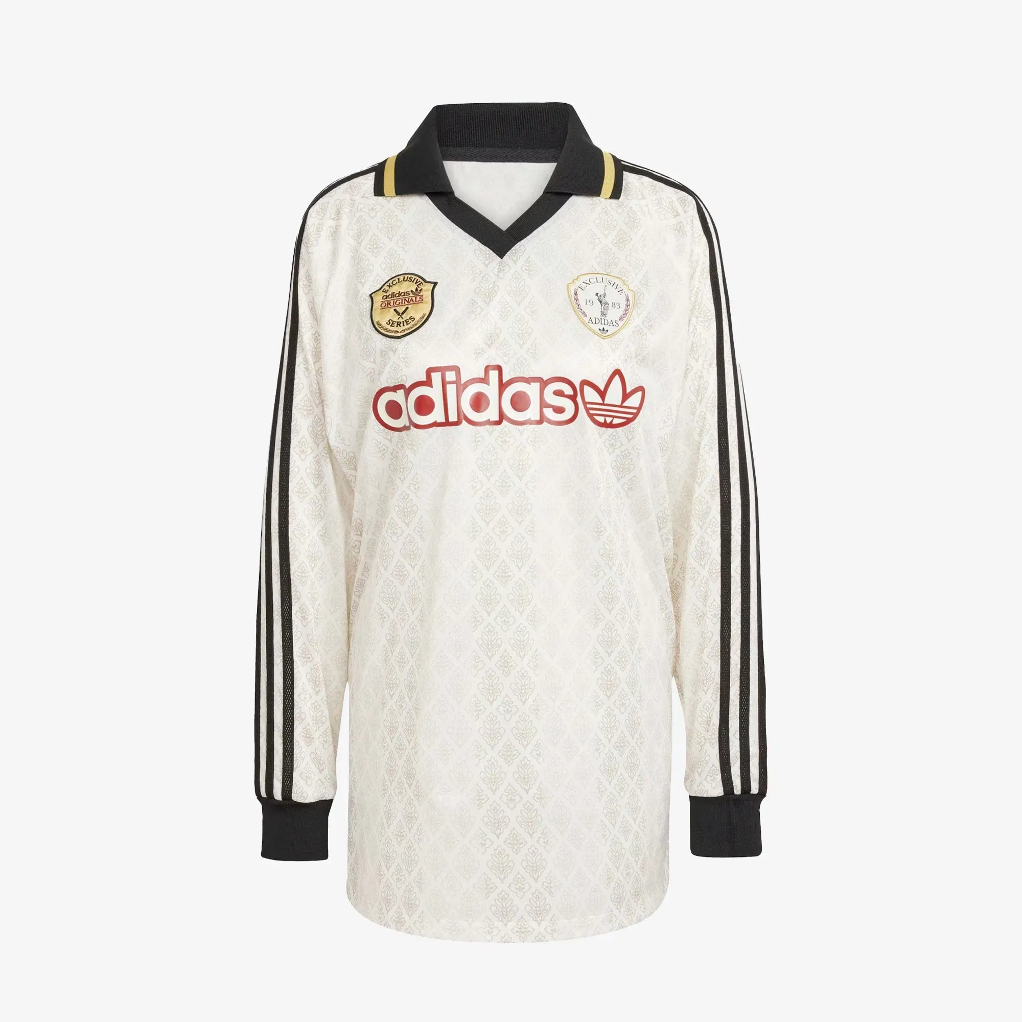Adidas Originals RETRO SPORTS CRICKET-INSPIRED LONG SLEEVE JERSEY { OFF WHITE