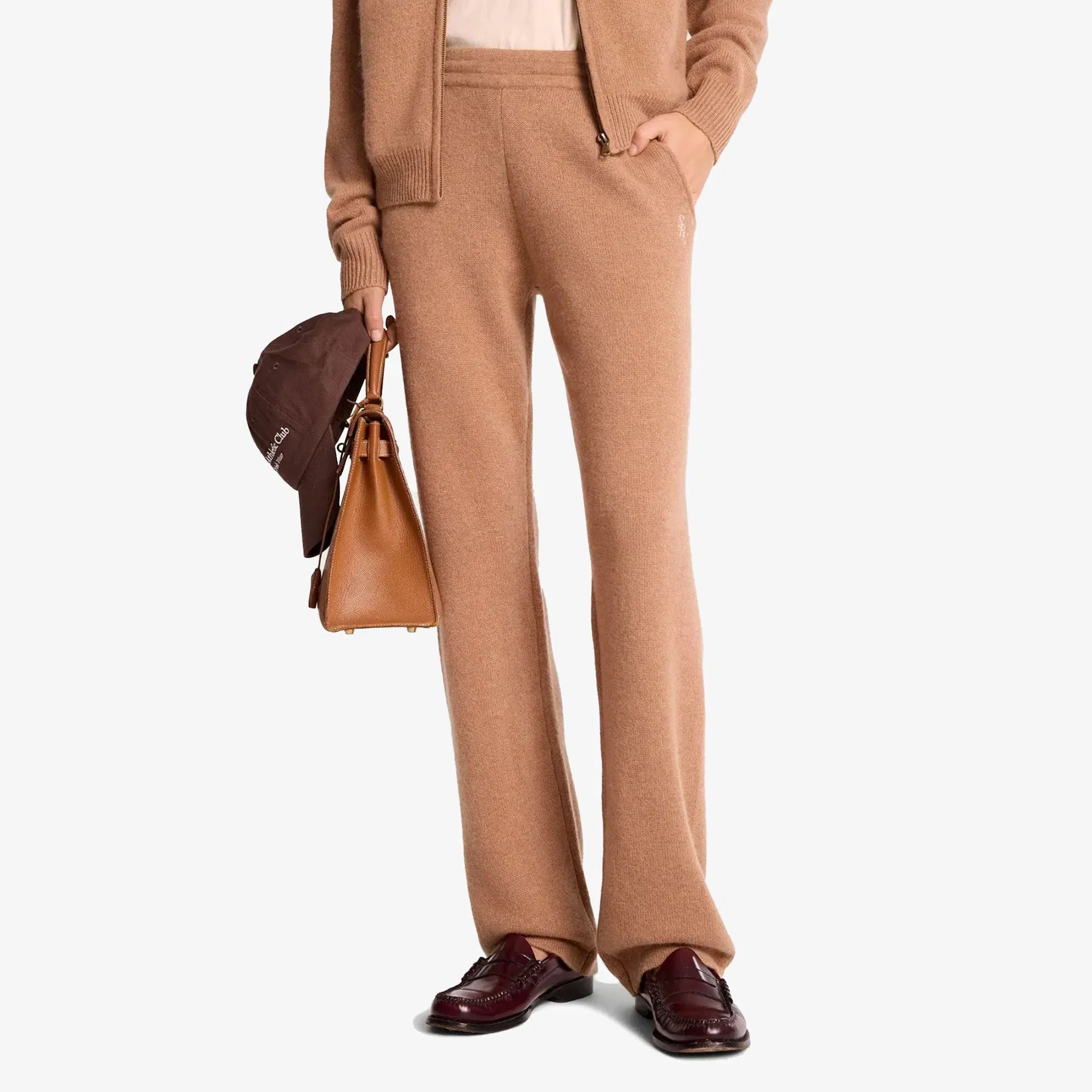 SPORTY & RICH SRC WOOL CASHMERE TROUSERS { CAMEL